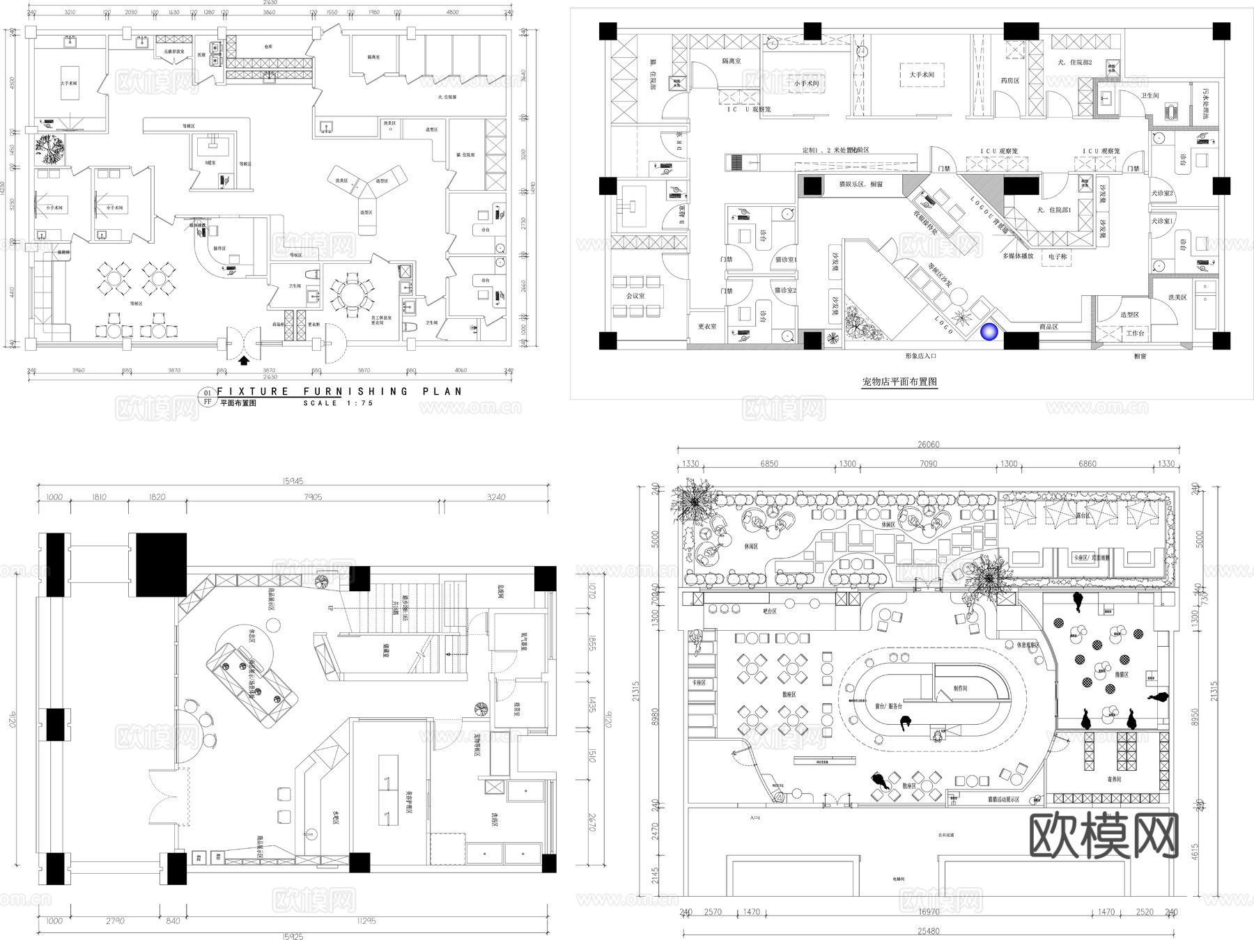 25套宠物店CAD图纸cad施工图