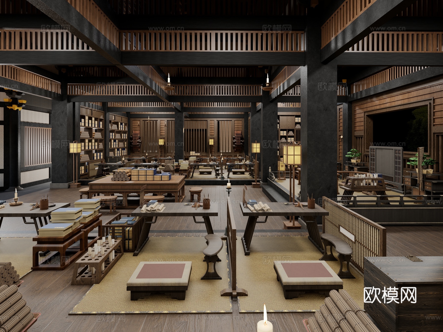 中式私塾 学堂 教室 考试中举 复古影视 衙署 府衙su模型