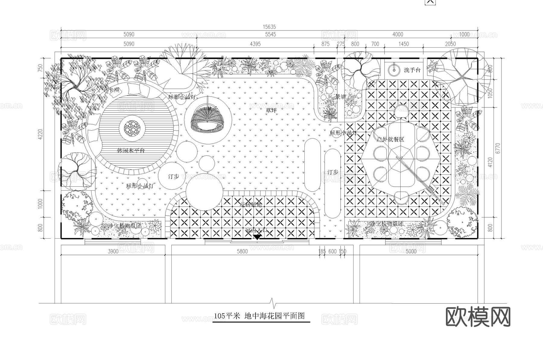 法式庭院 花园 民宿庭院 别墅庭院 露台 地中海庭院cad施工图