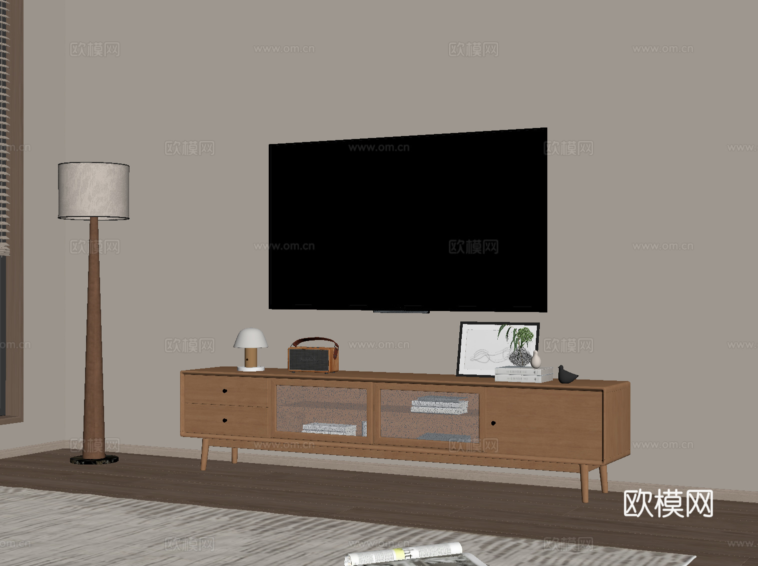 侘寂风电视柜su模型