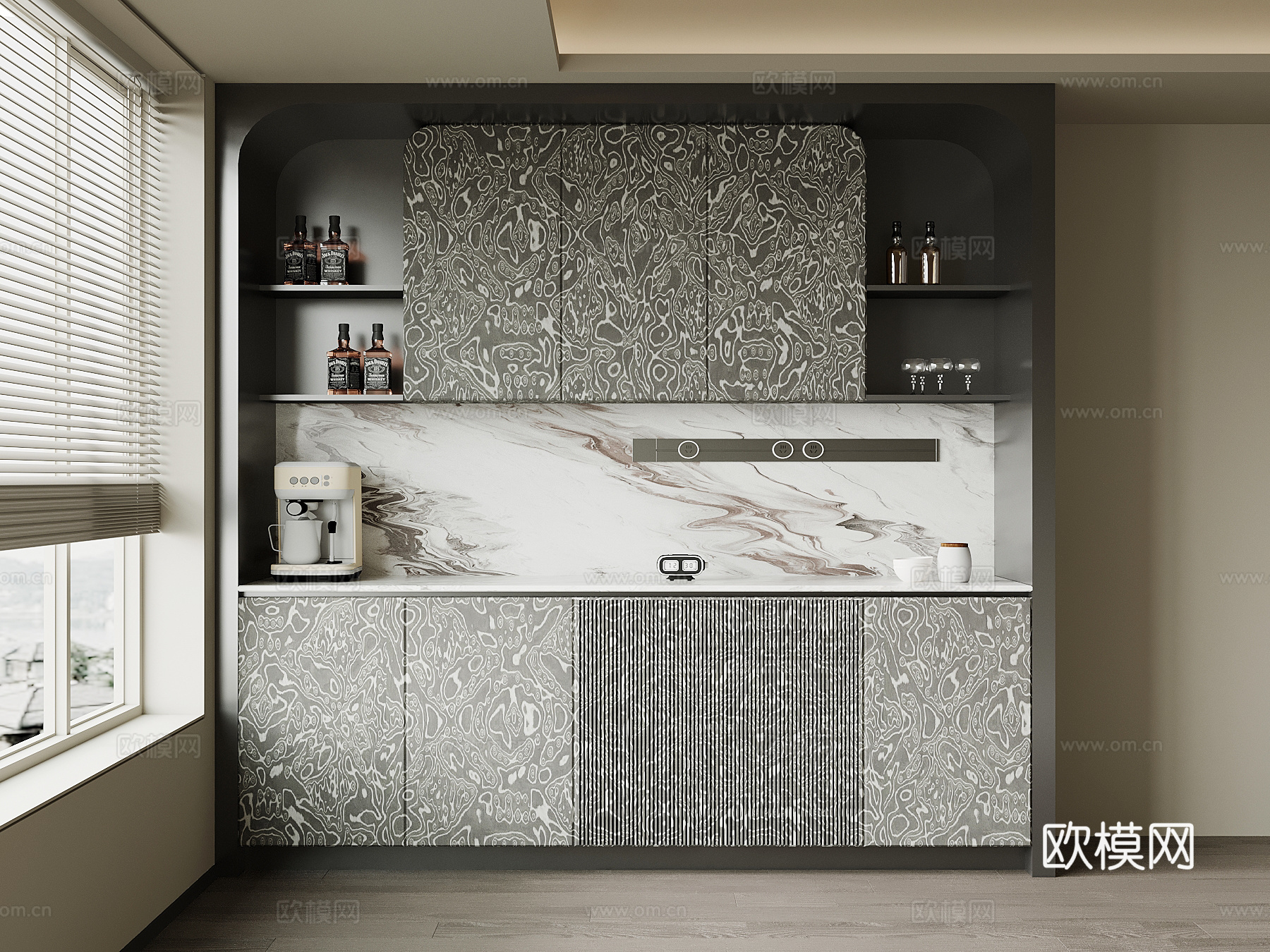 现代意式酒柜su模型