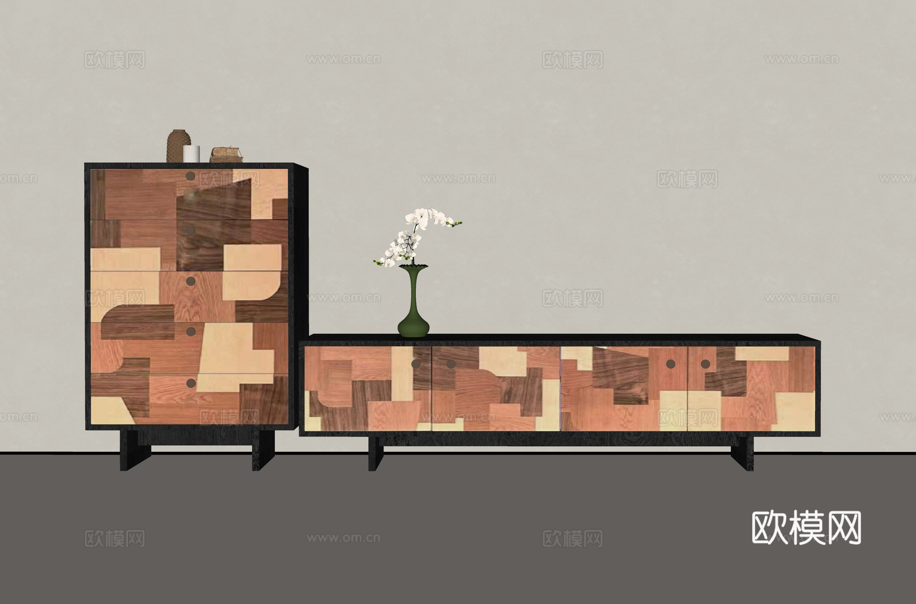 宋式电视柜 装饰柜 玄关柜 边柜su模型