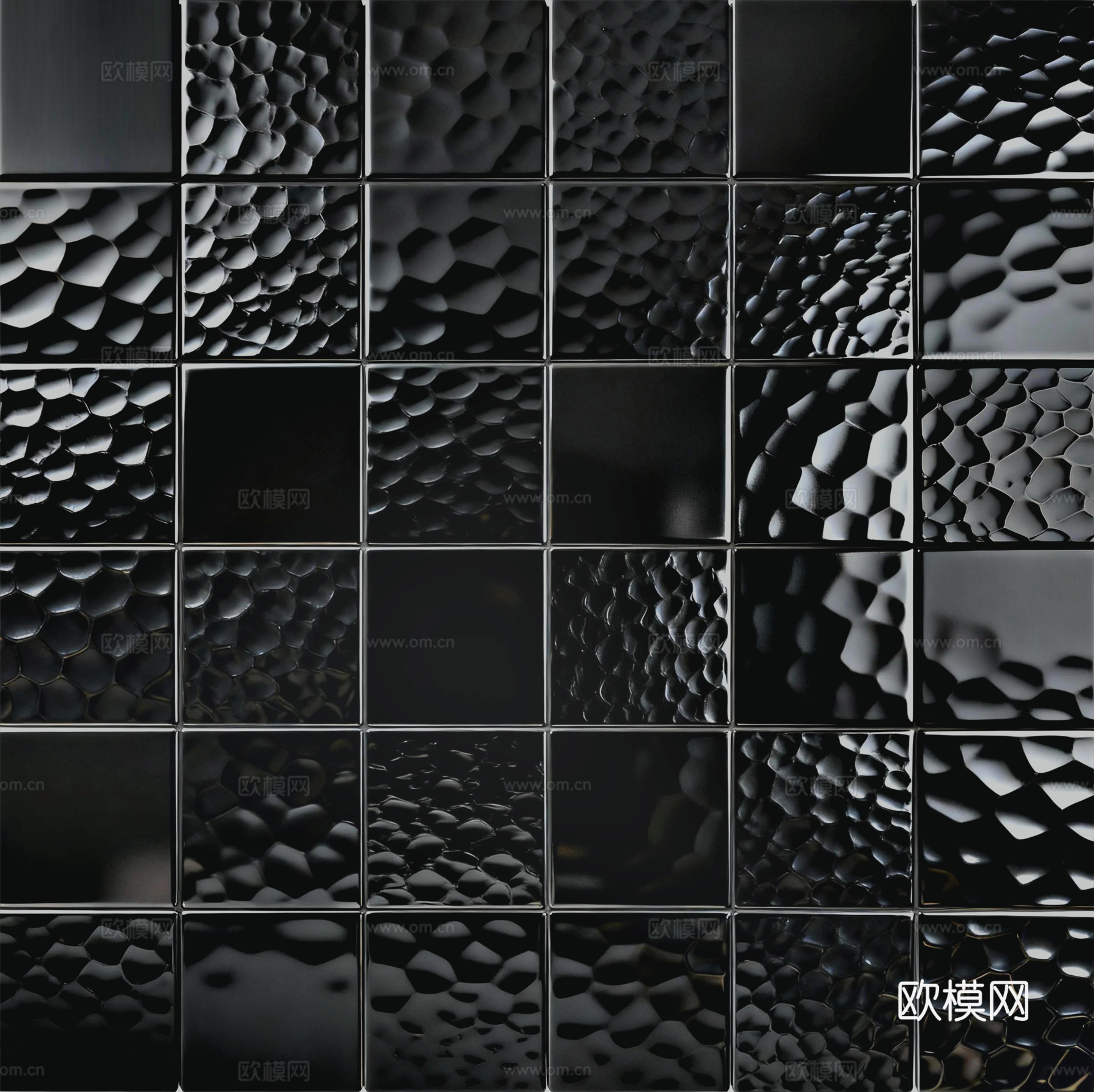 现代轻奢 亮面黑色锤纹瓷砖 黑色艺术砖 黑色艺术方砖(1)