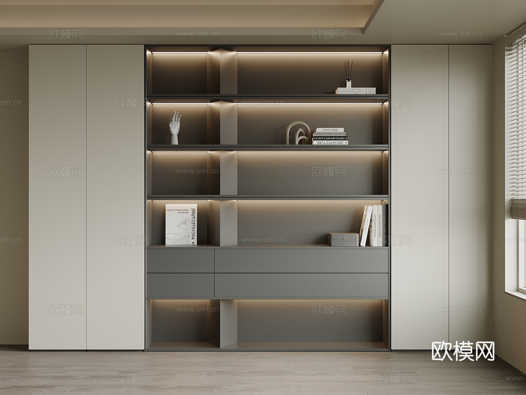 现代书柜su模型
