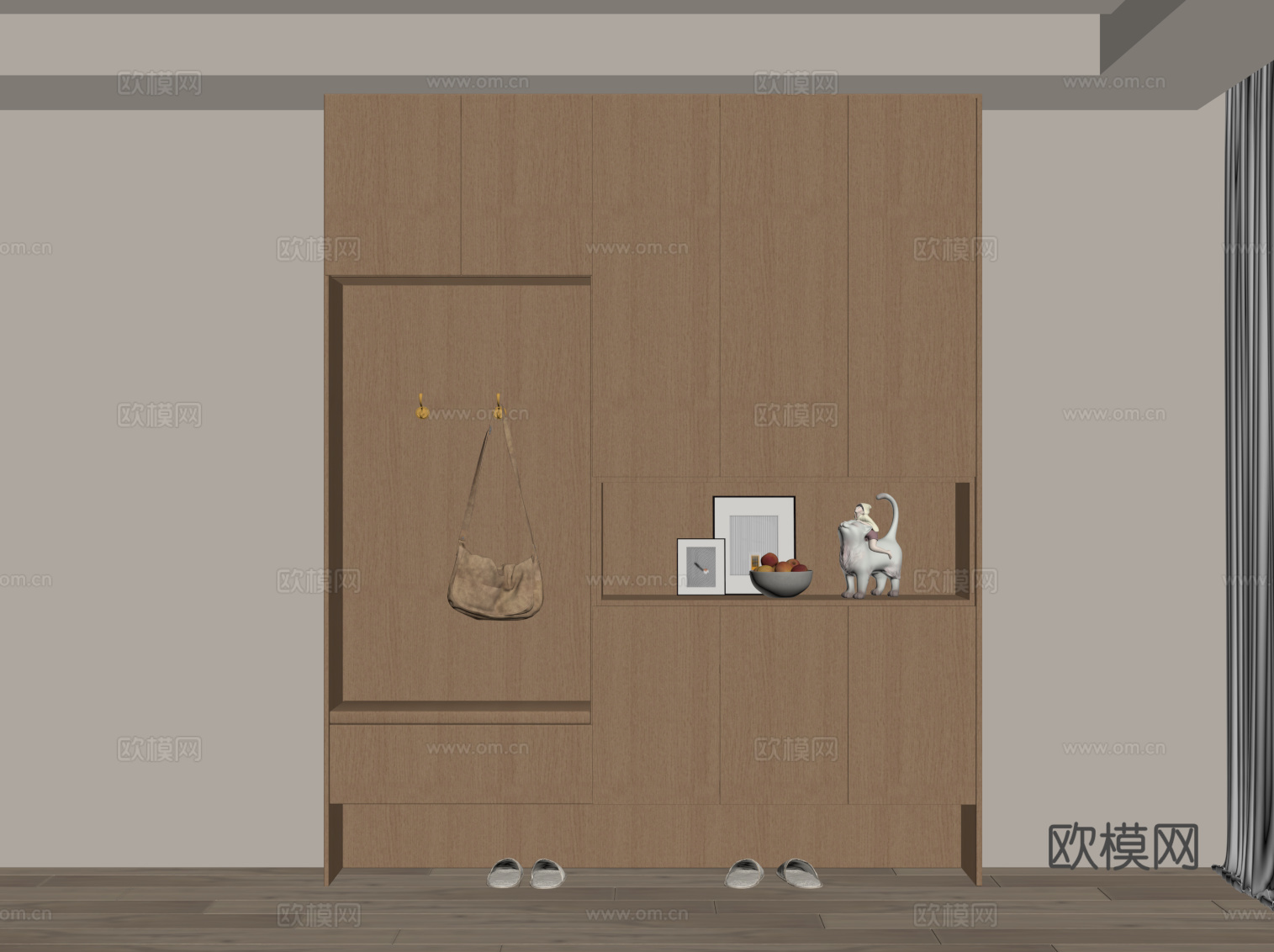 现代鞋柜 入户鞋柜su模型