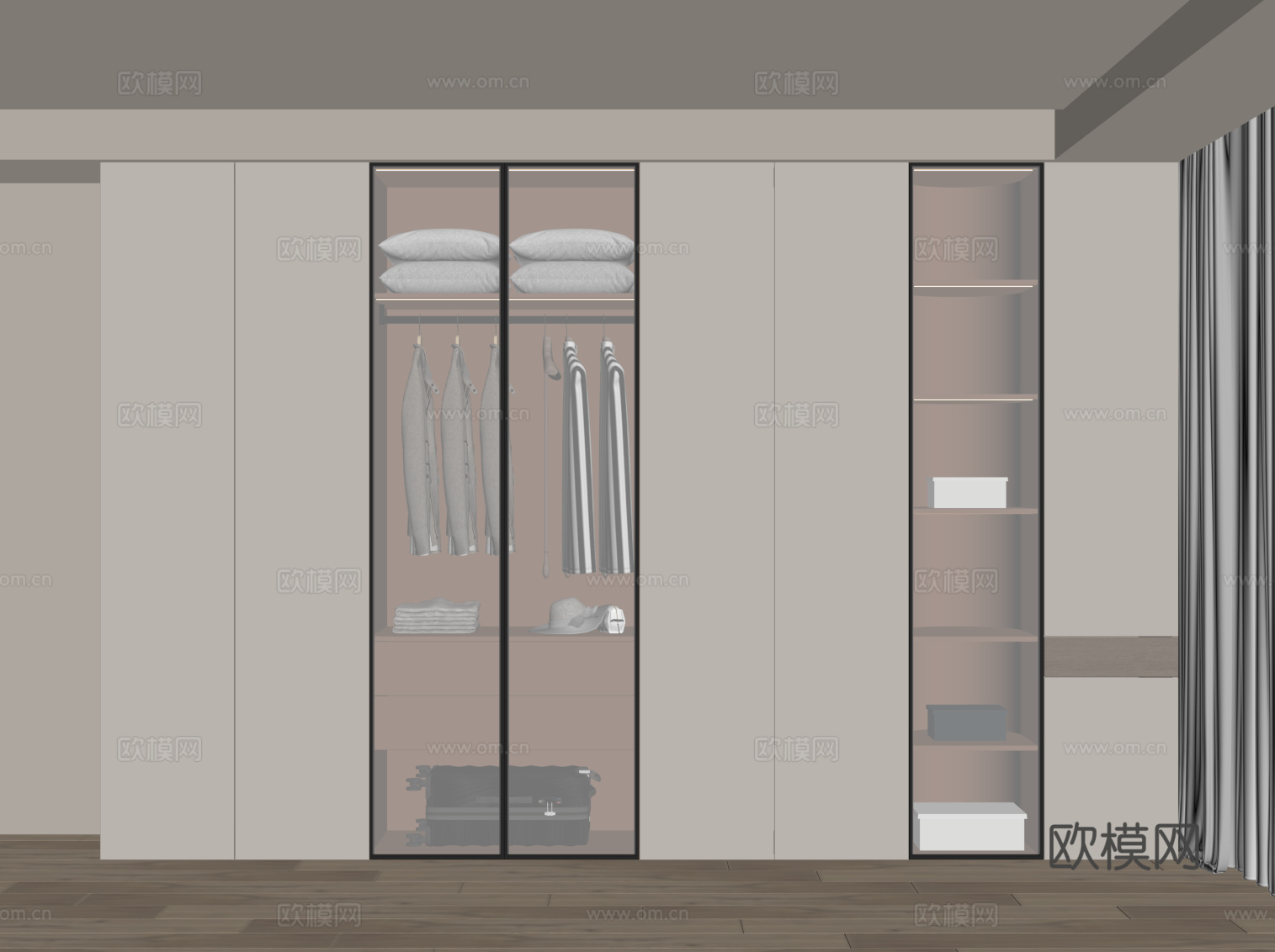现代简约衣柜su模型