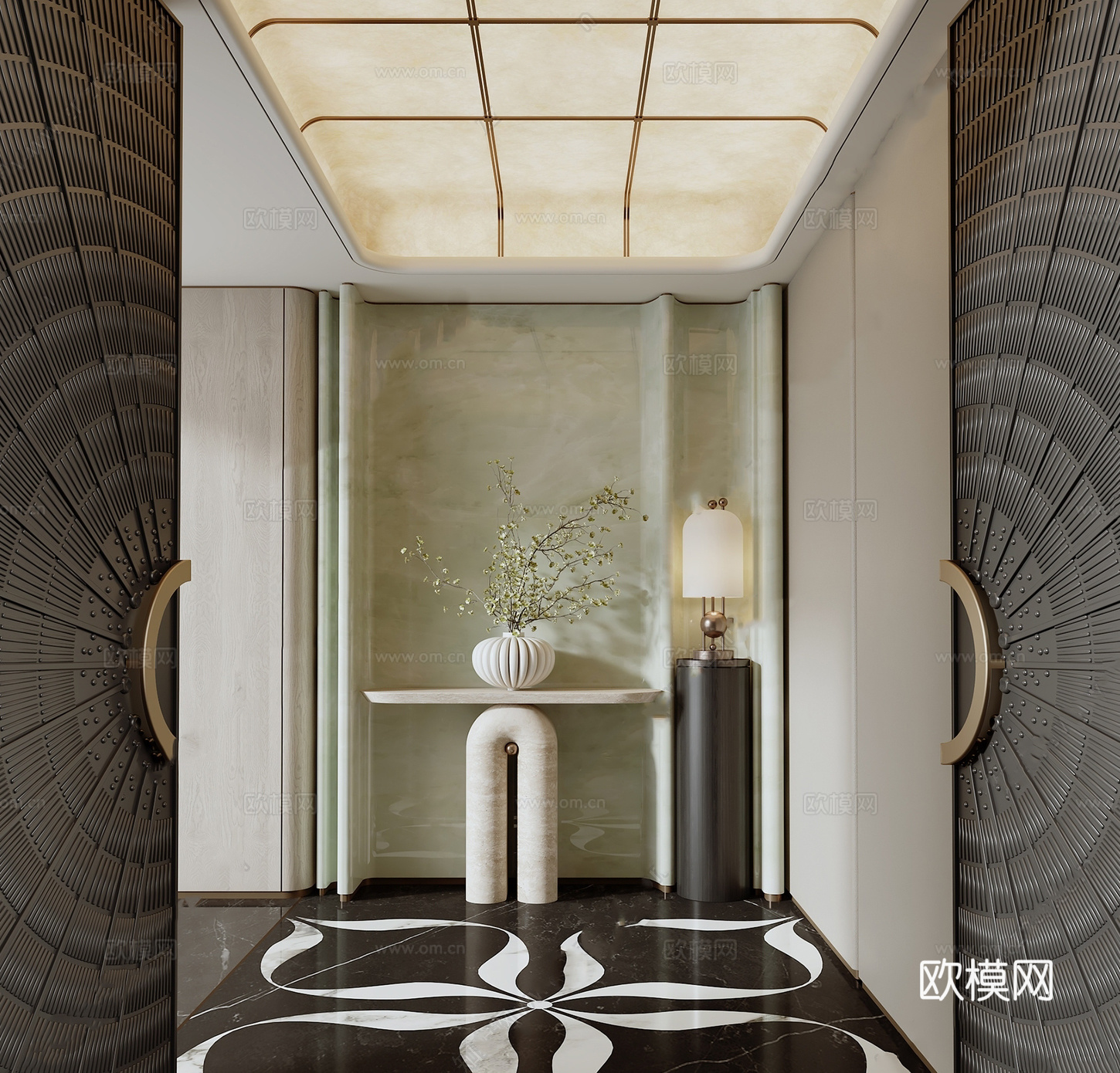 轻奢玄关 门厅 过道玄关 入户门厅3d模型下载