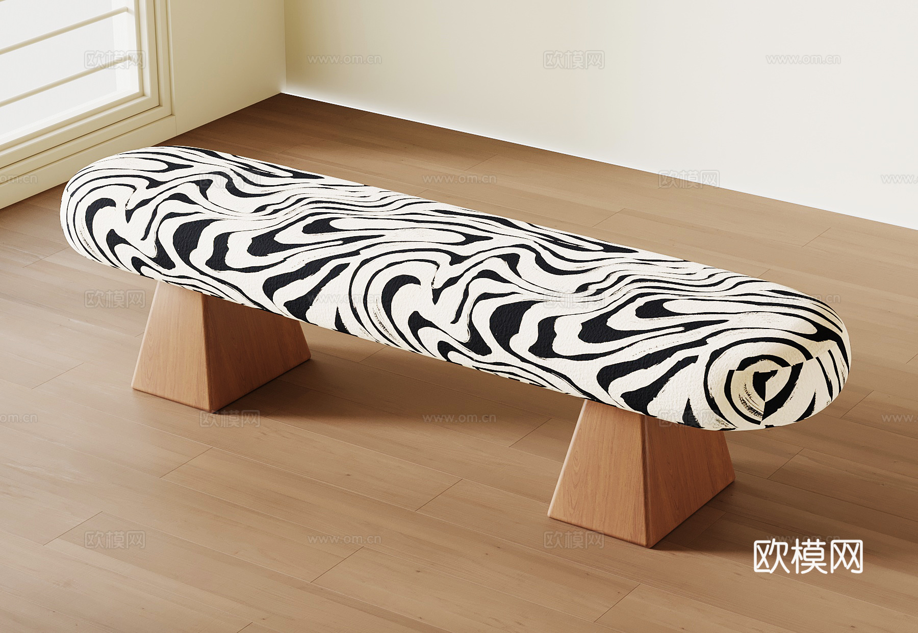 现代中古换鞋凳 长凳su模型