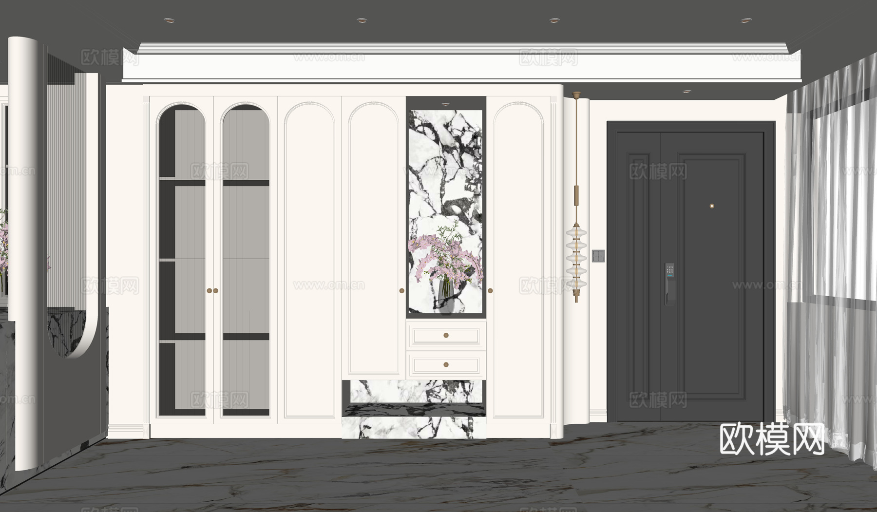 法式门厅玄关su模型