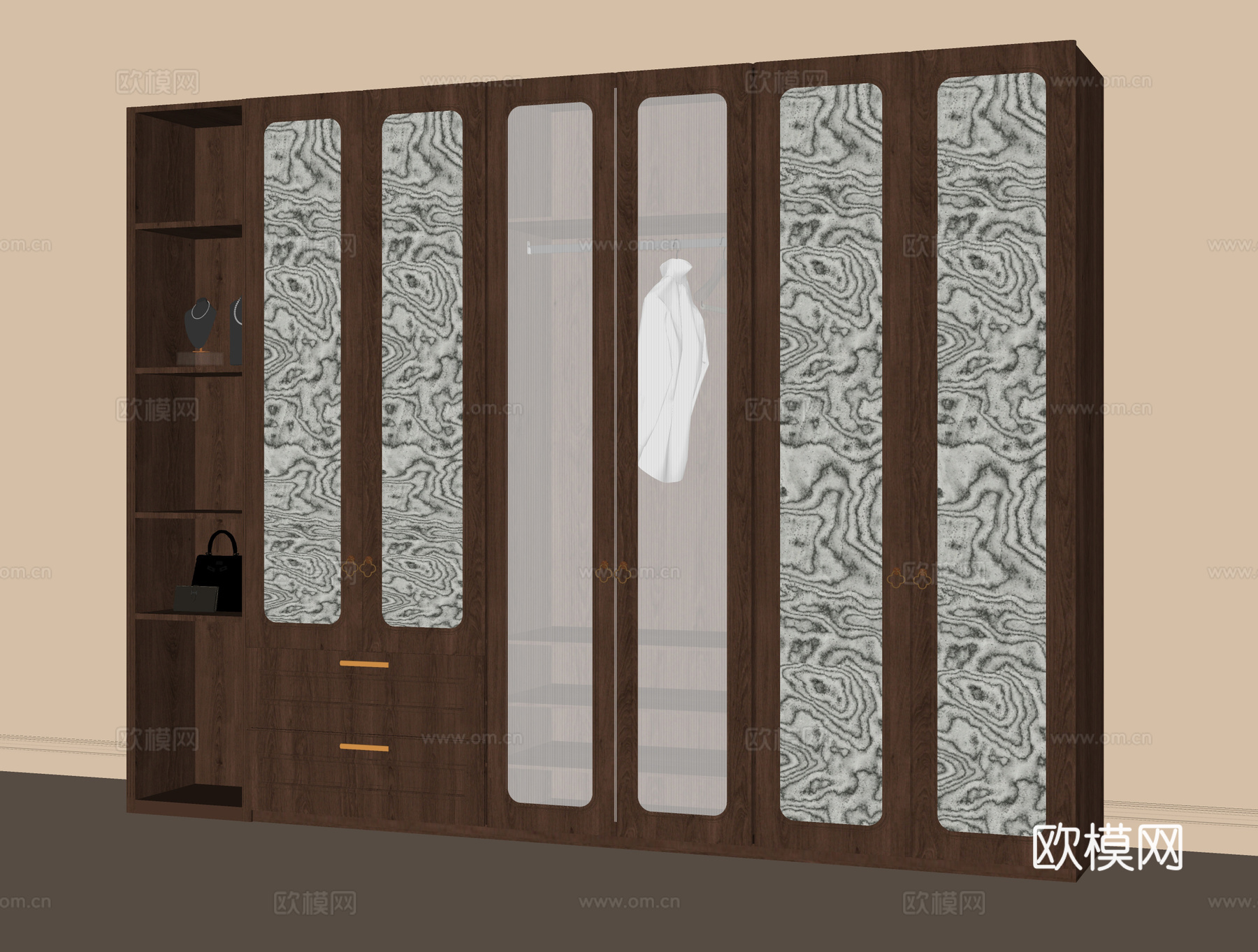 复古风衣柜su模型