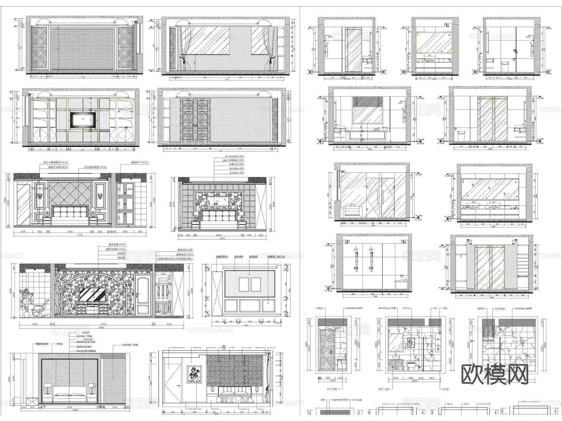 2026年最新超全家装客厅餐厅卧室厨房立面图CAD施工图cad施工图