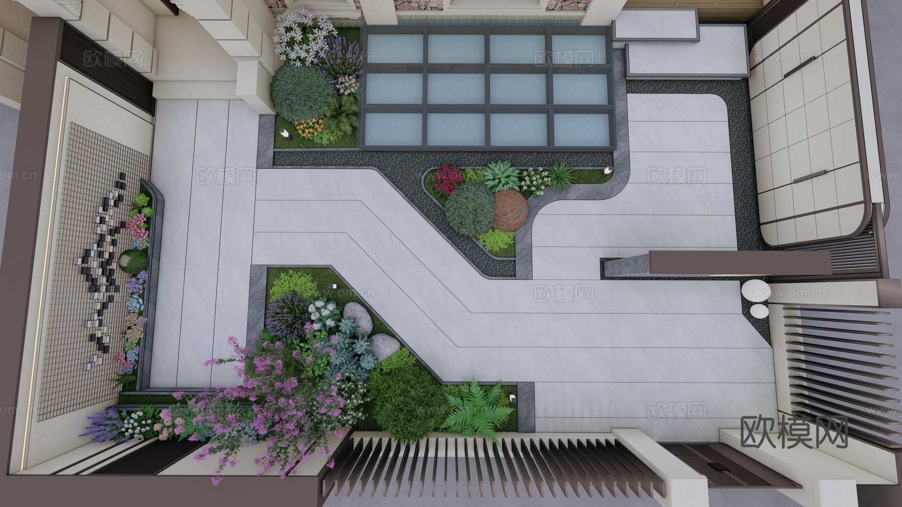 现代庭院花园su模型