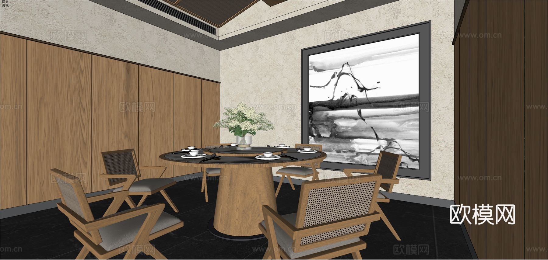 川菜包间su模型下载（渲染图3）