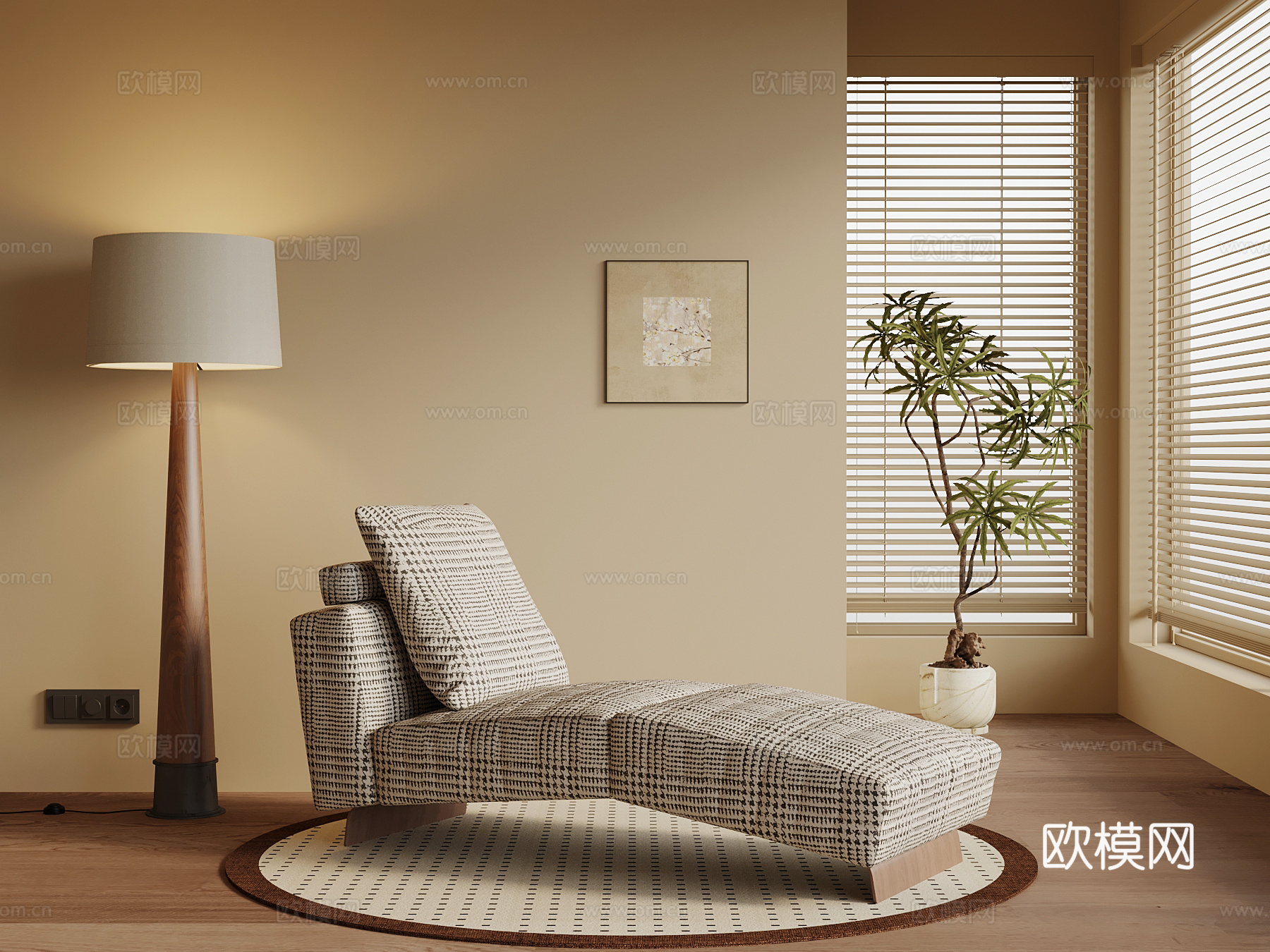 现代布艺躺椅 中古沙发椅su模型