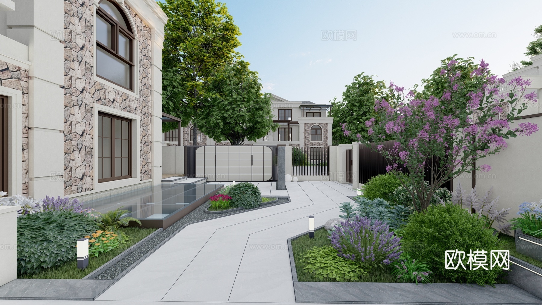 现代庭院花园su模型