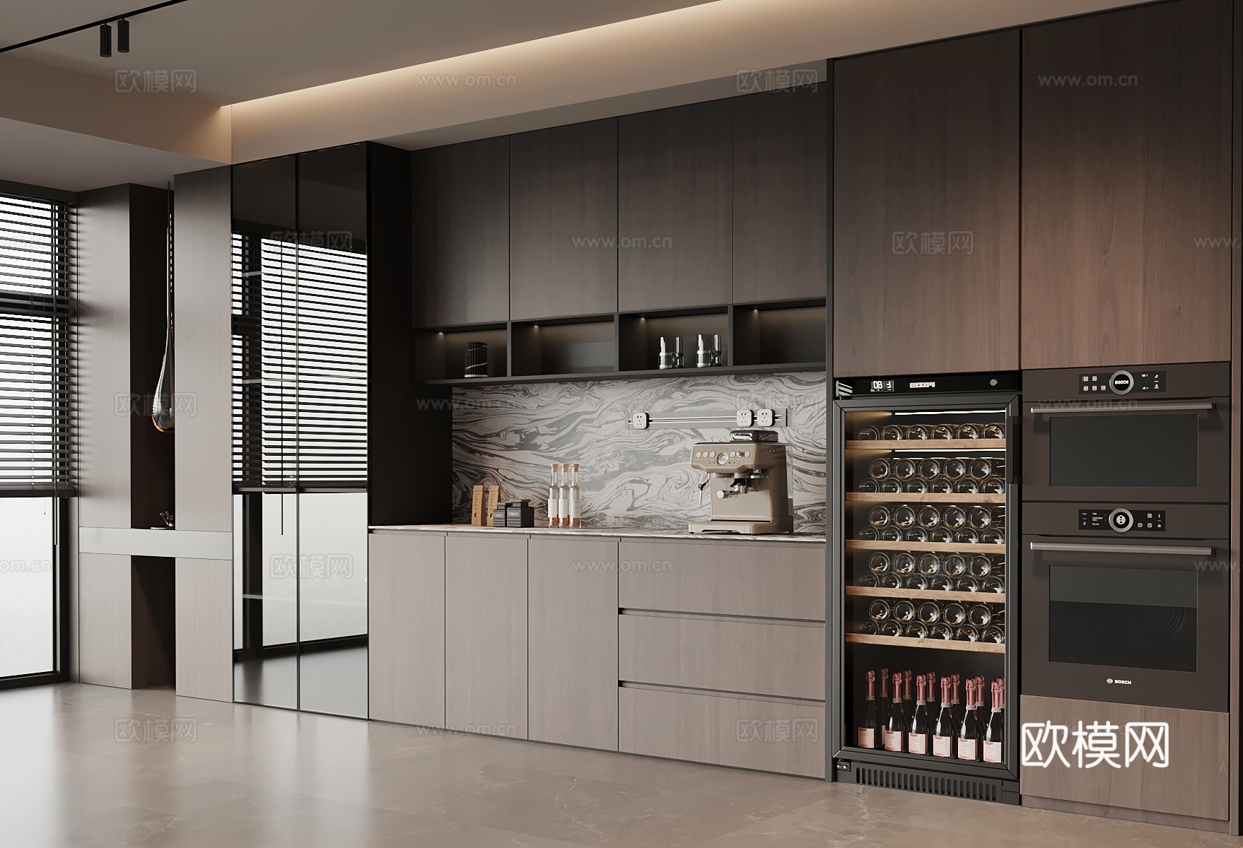 现代意式酒柜 餐边柜 橱柜su模型