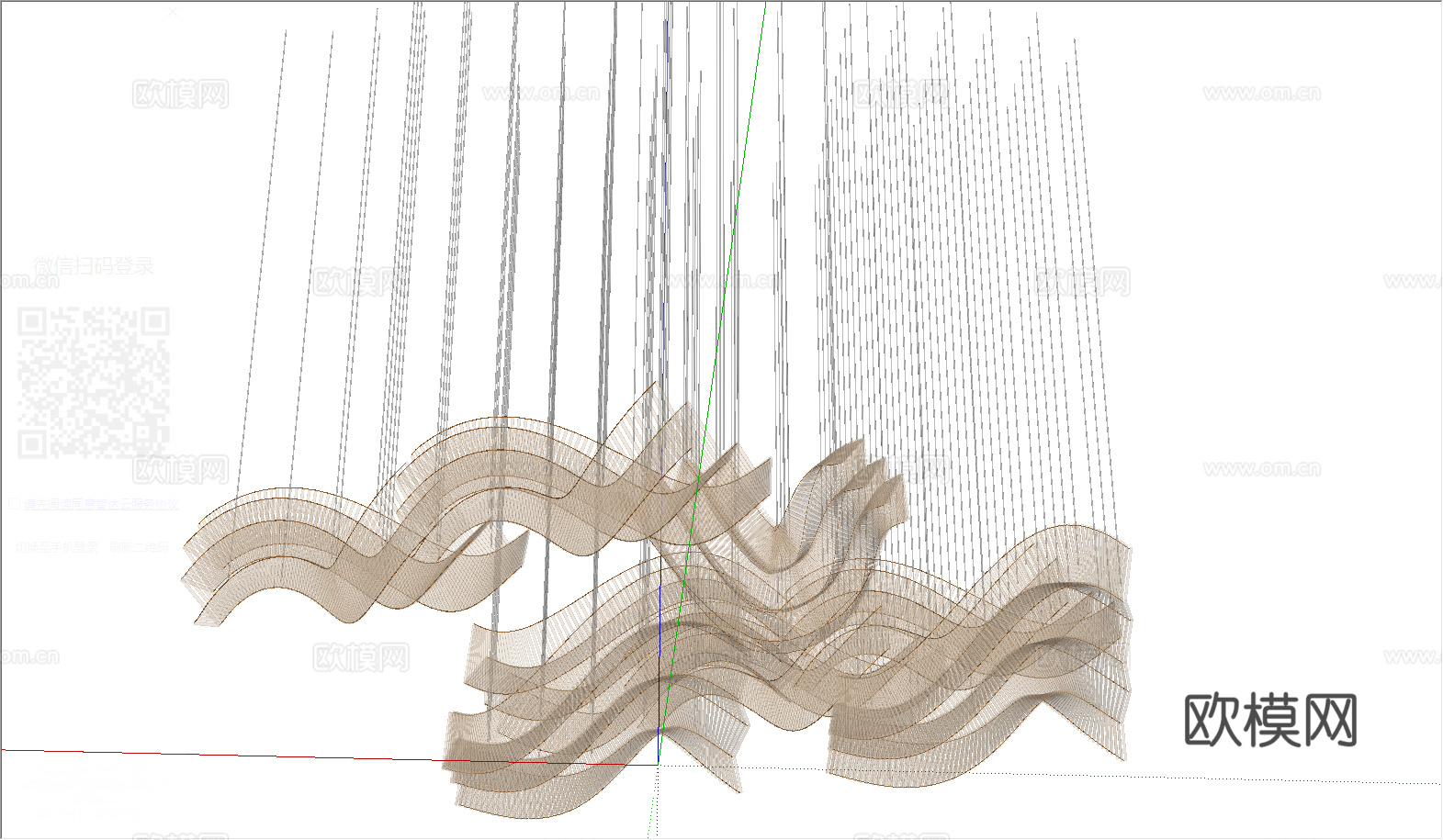 玻璃水晶吊灯组合su模型