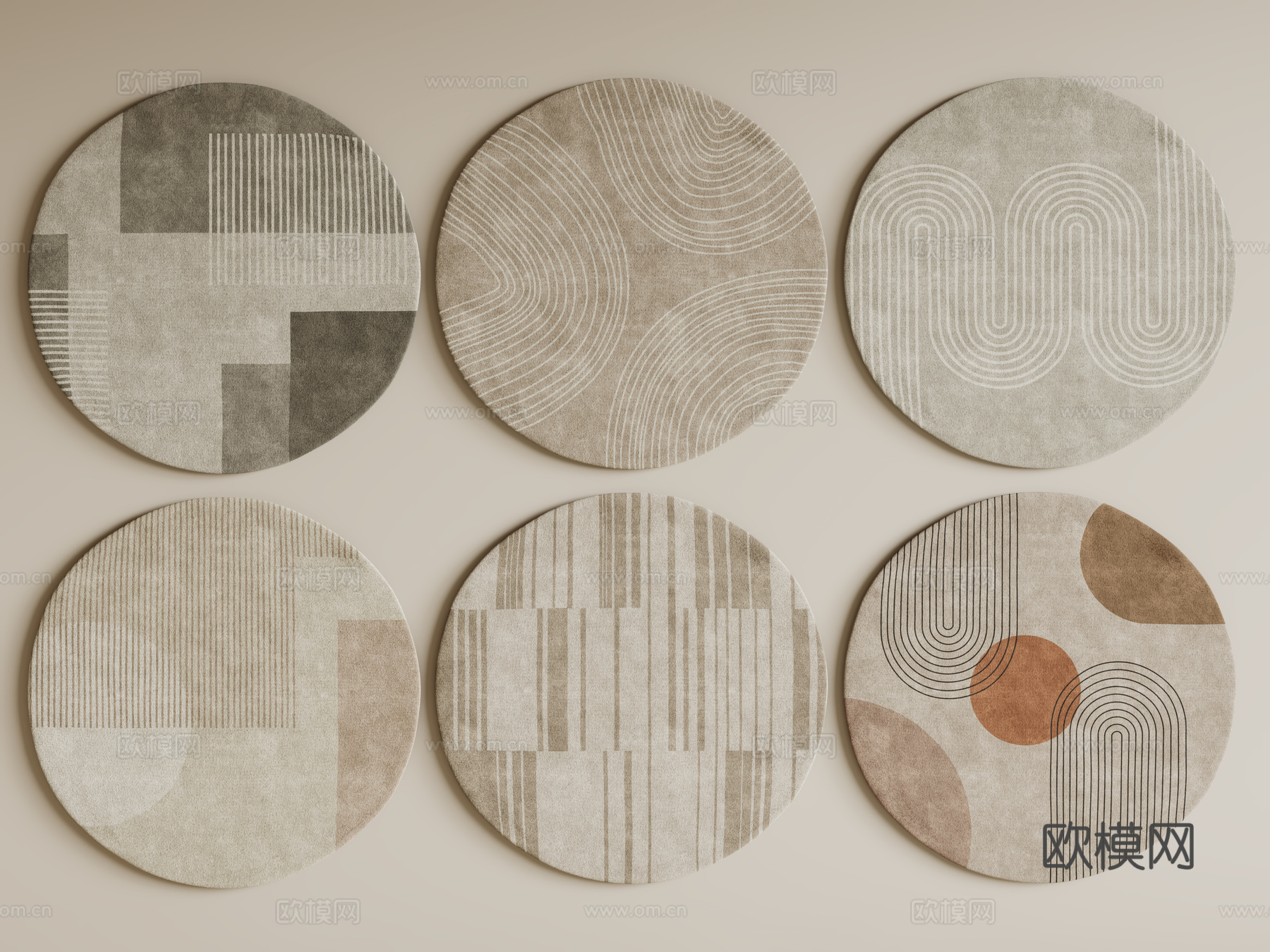 现代圆形地毯 毛绒地毯 布艺地毯 客厅地毯 儿童地毯su模型