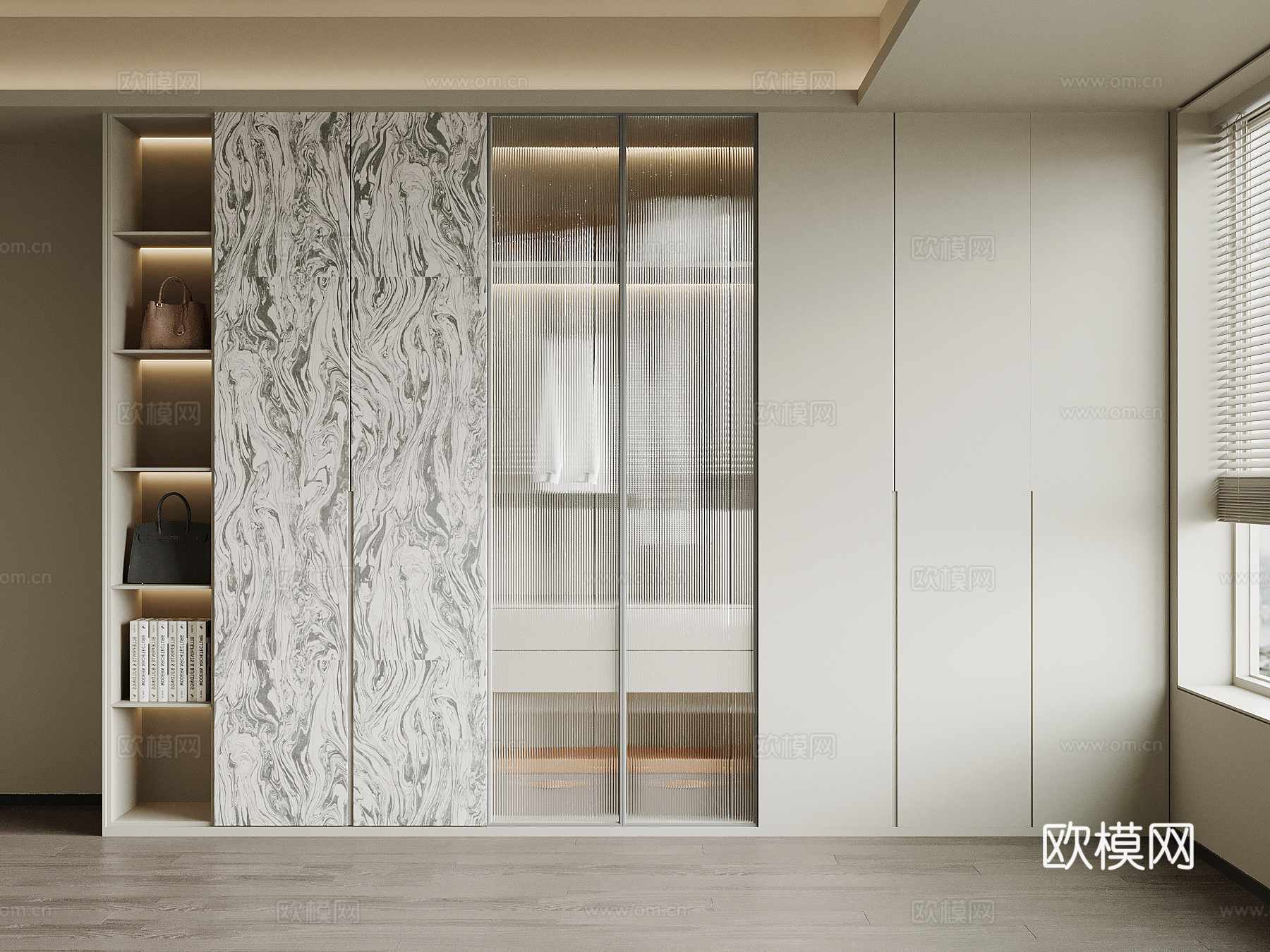 现代极简衣柜su模型