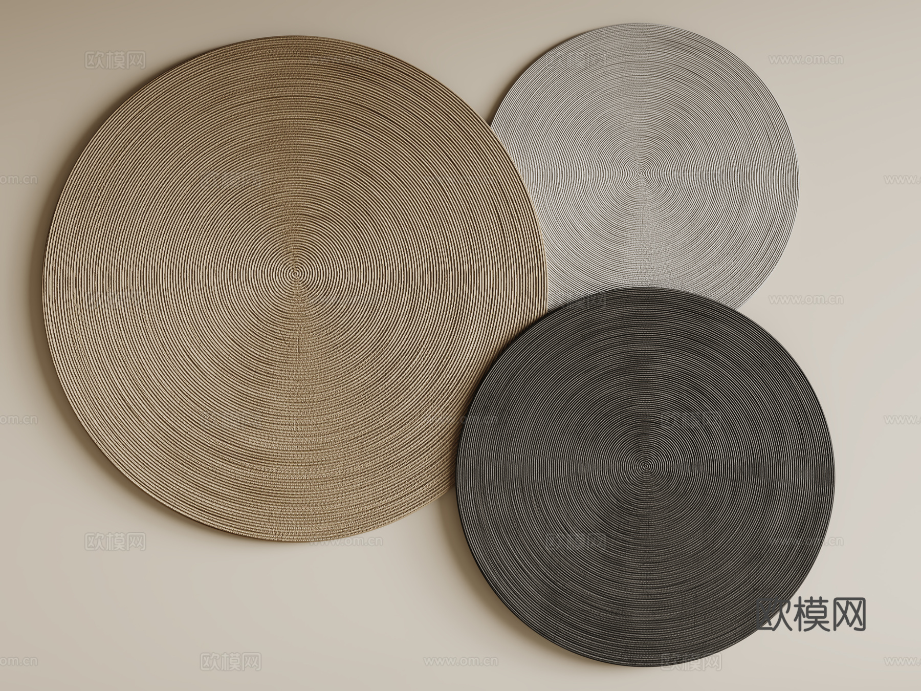 中古坐垫 侘寂坐垫 禅意坐垫 圆形地毯su模型