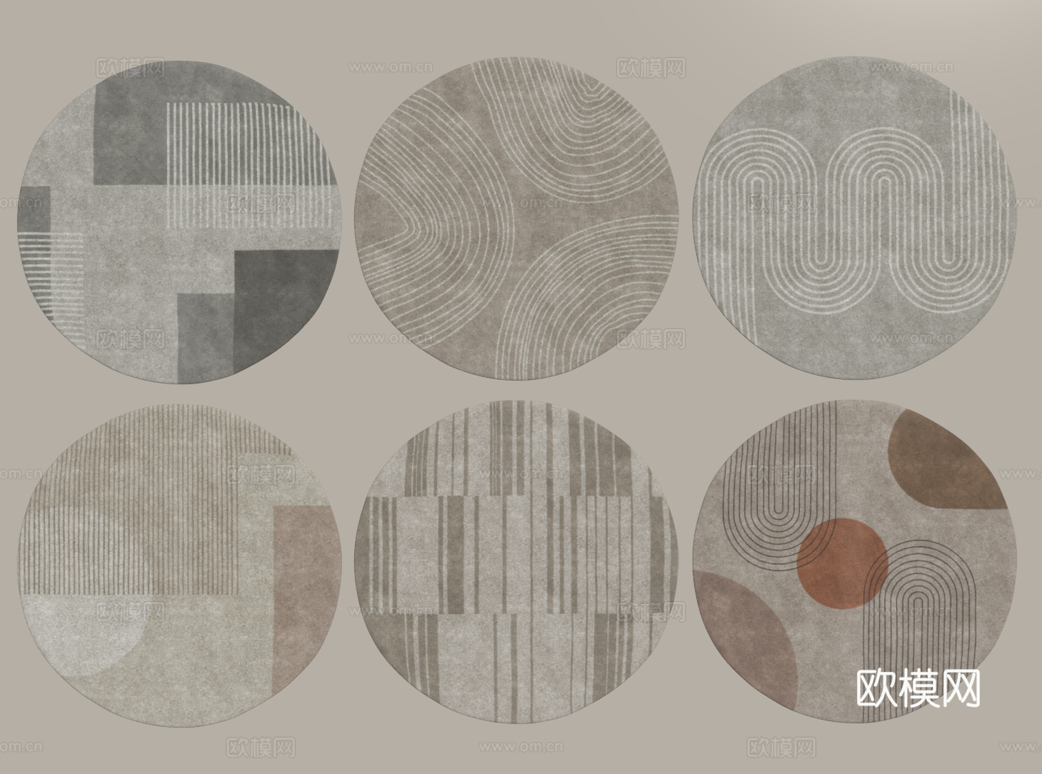 现代圆形地毯 毛绒地毯 布艺地毯 客厅地毯 儿童地毯su模型