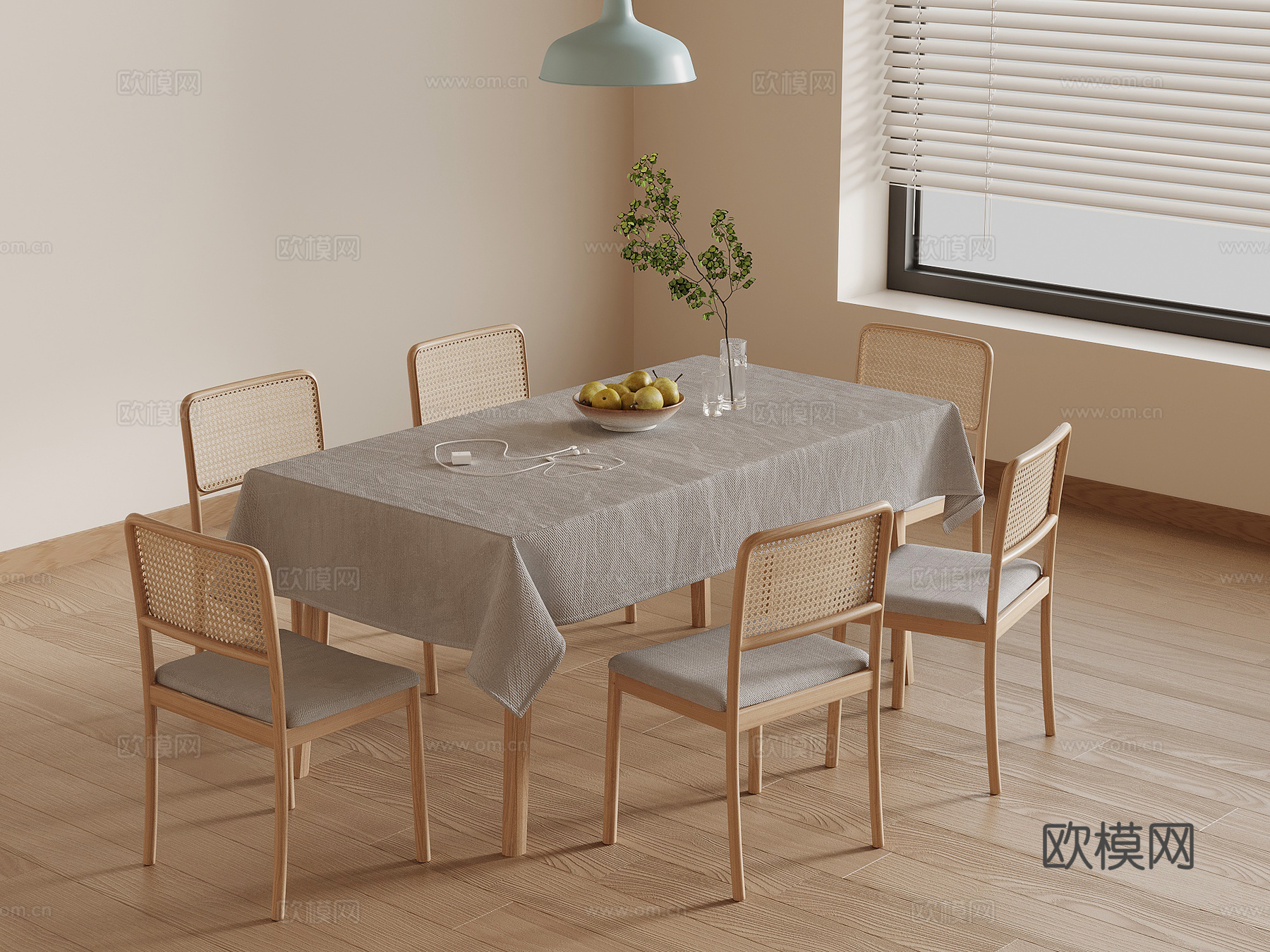 北欧风餐桌椅su模型