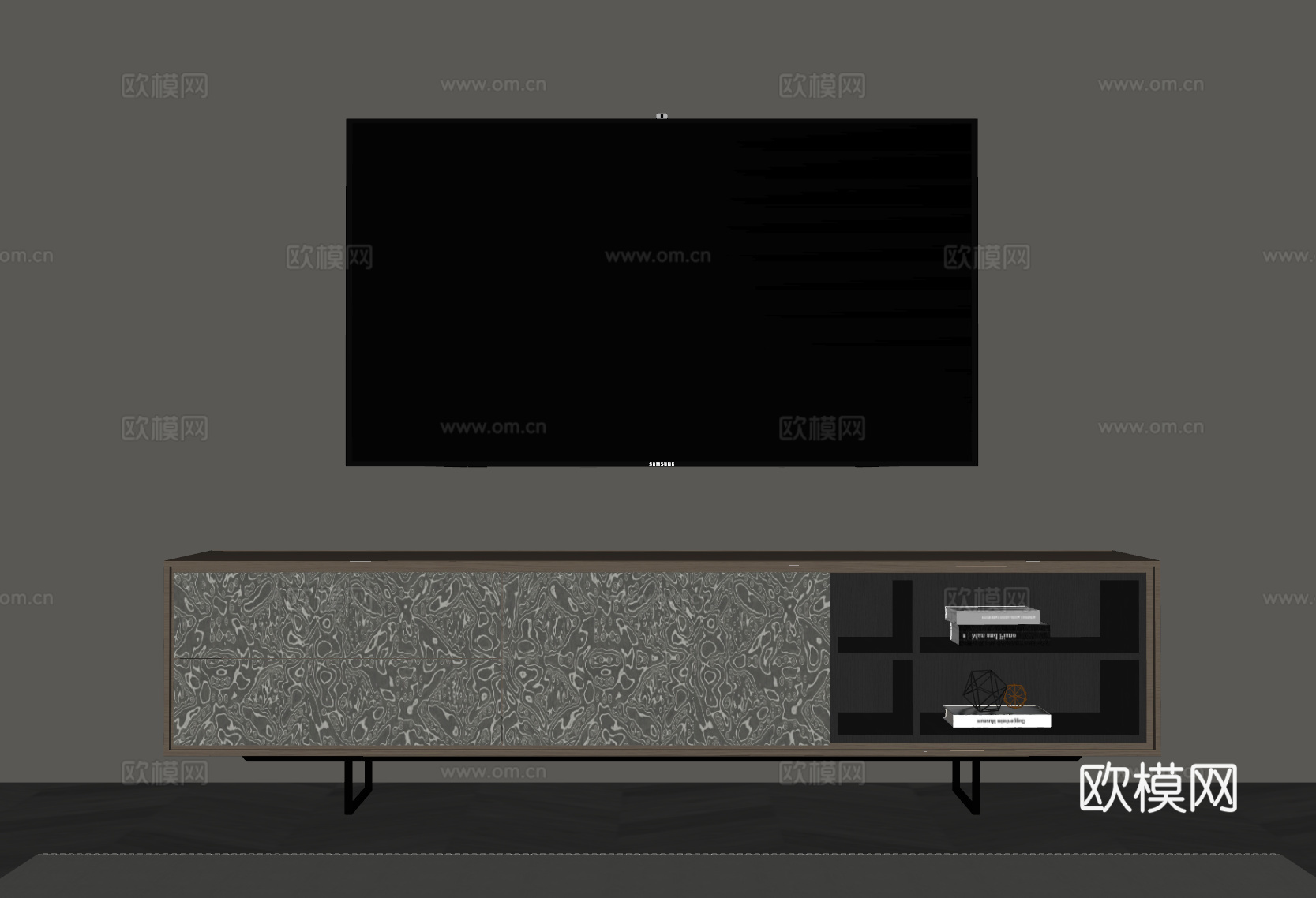 现代意式电视柜su模型