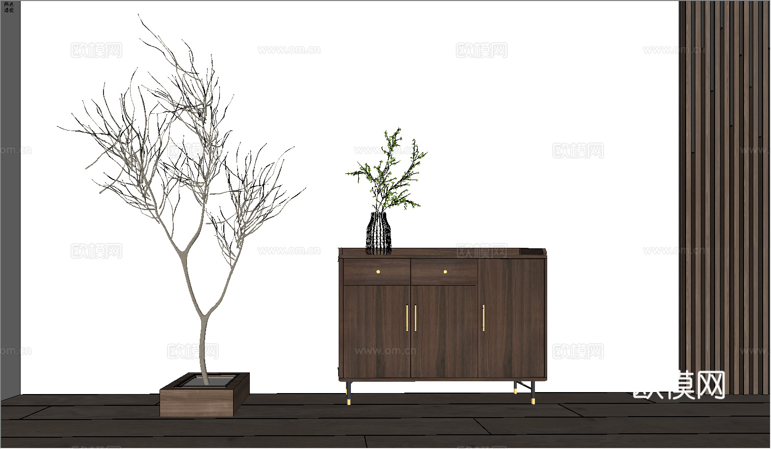 现代北欧 双门鞋柜su模型