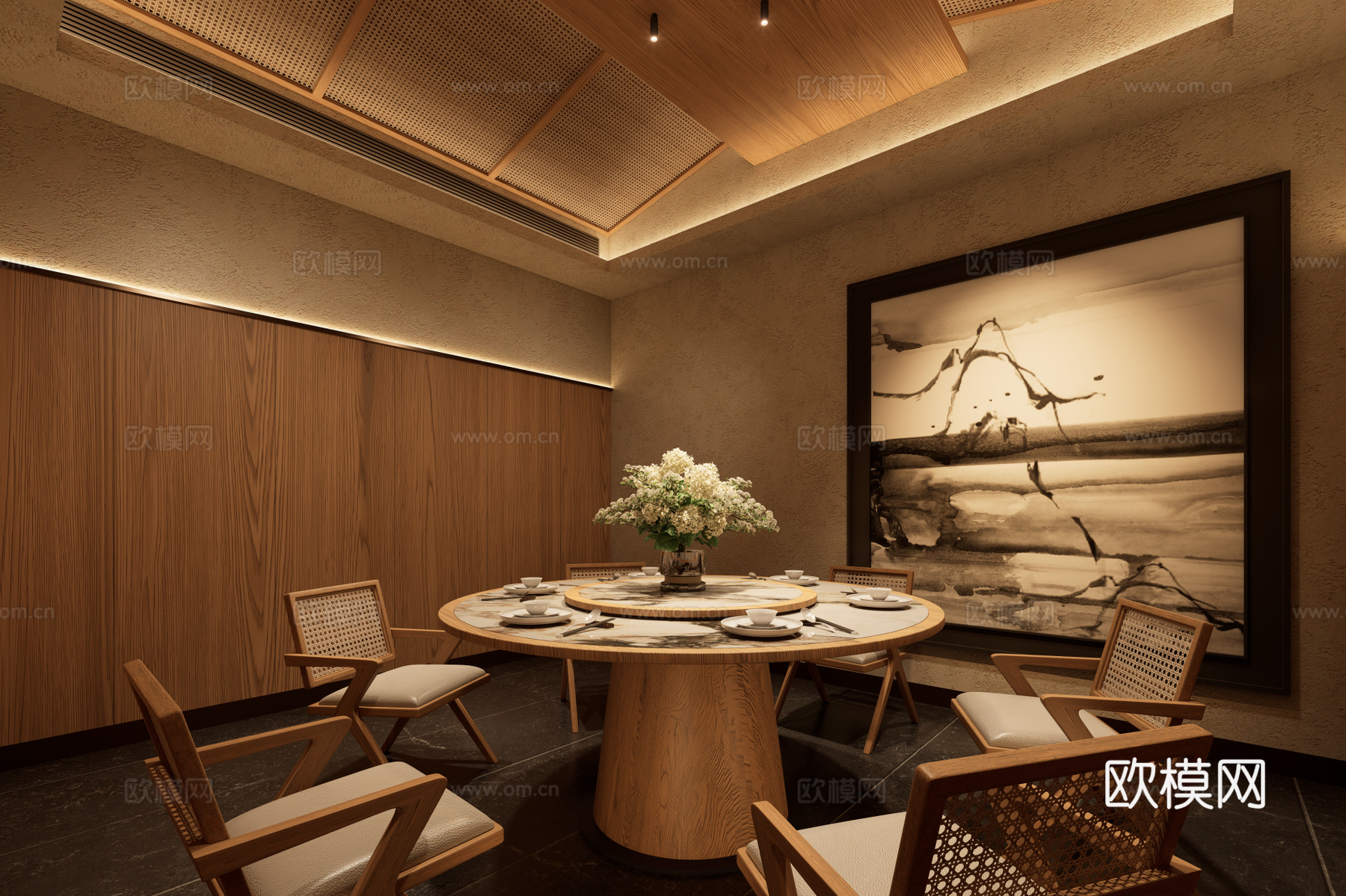 川菜包间su模型下载（渲染图2）