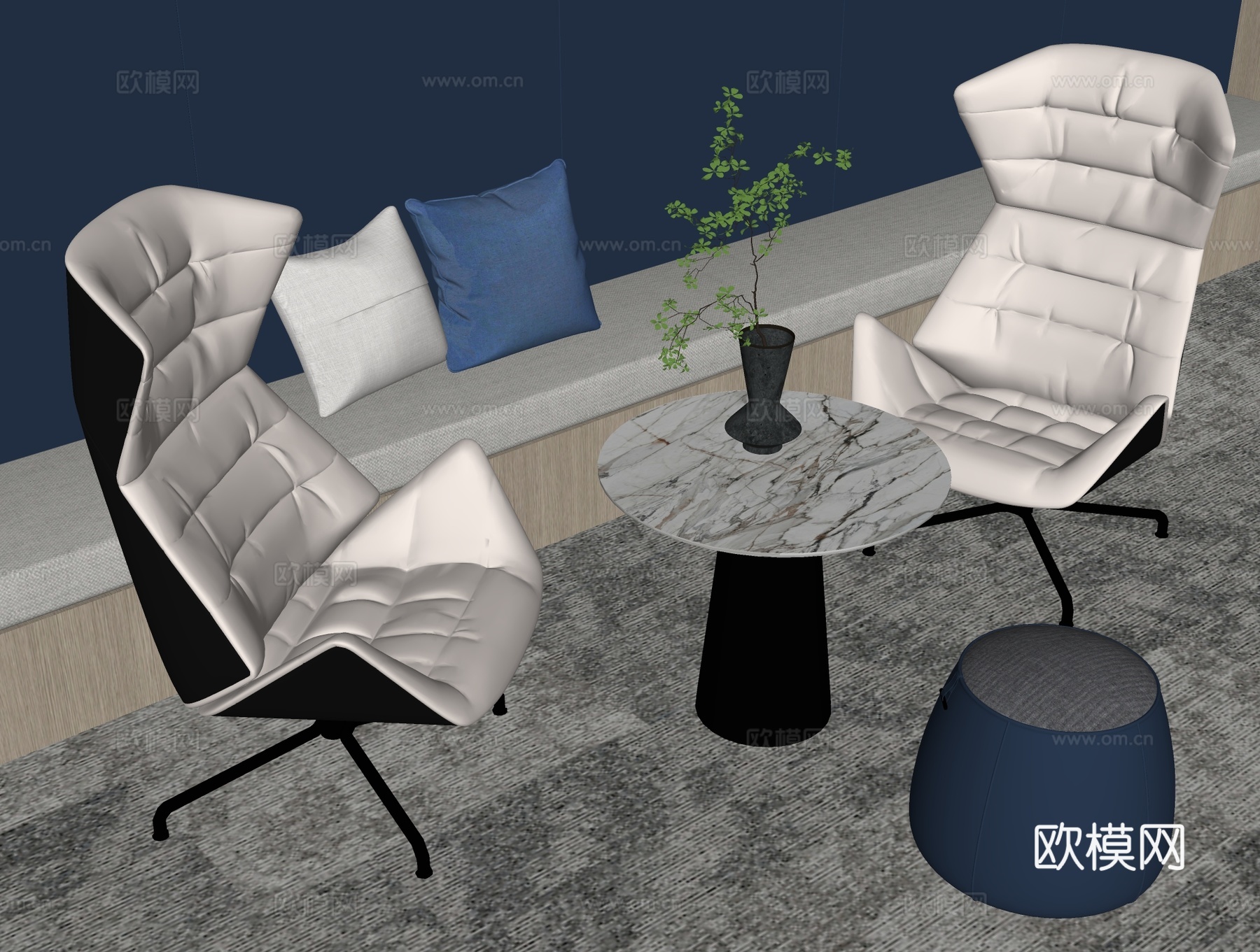 现代休闲办公椅su模型