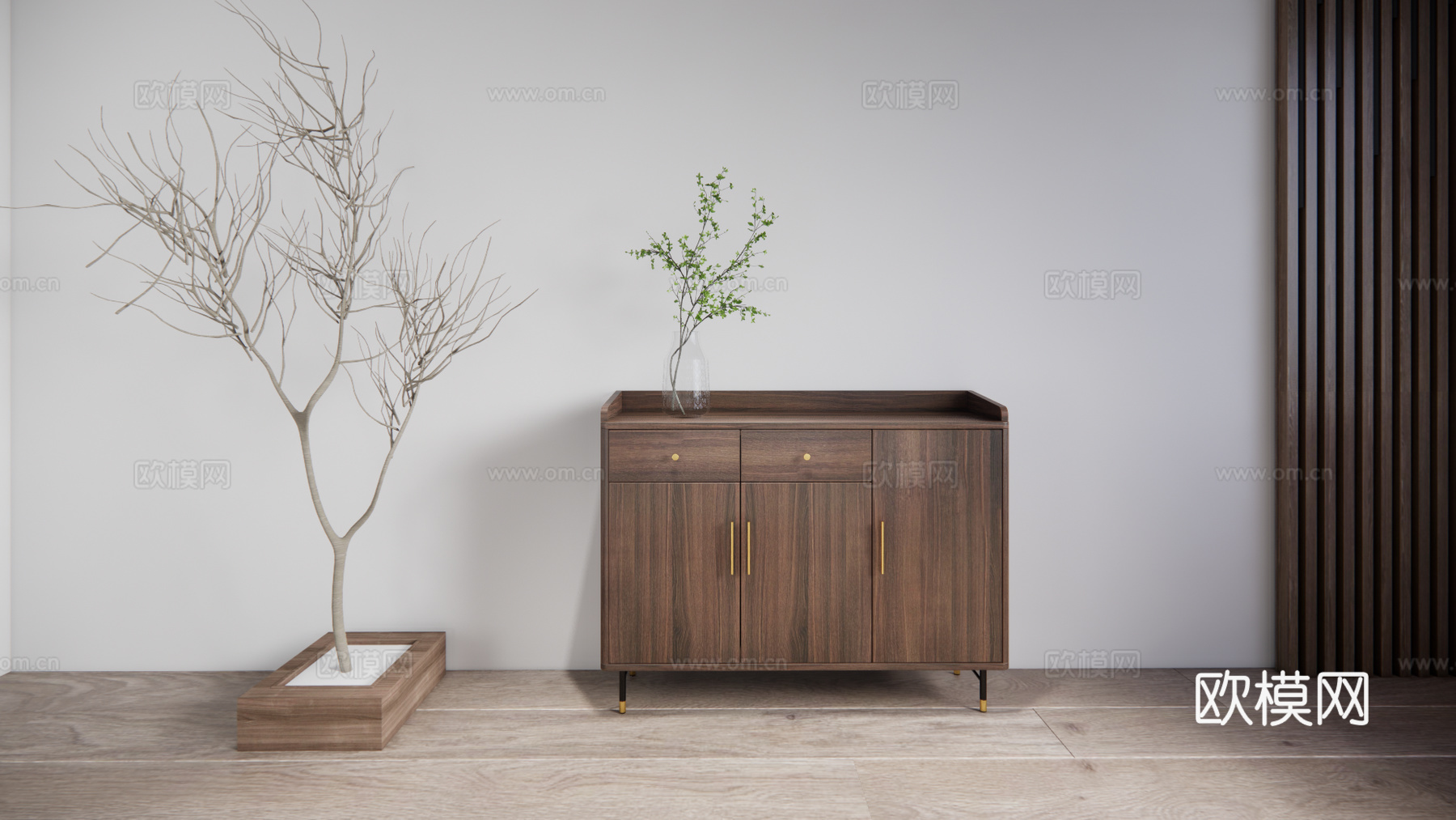 现代北欧 双门鞋柜su模型