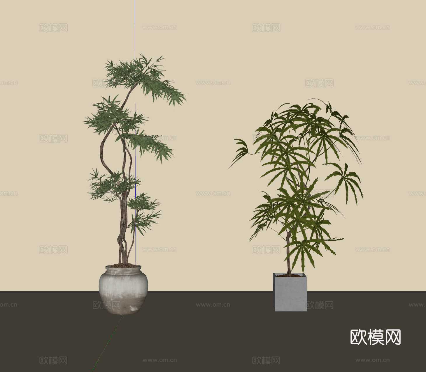 现代绿植盆栽 植物 盆景su模型