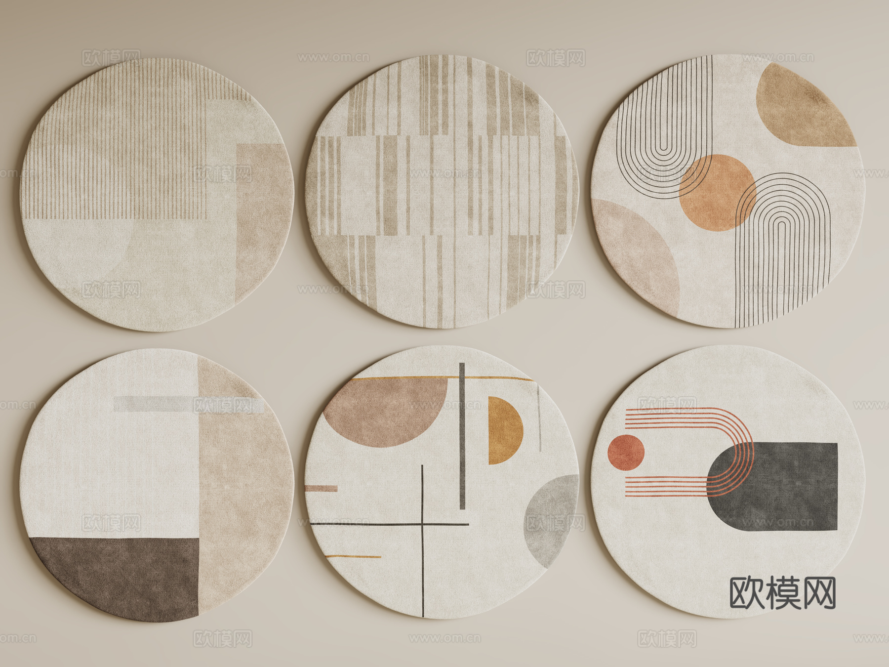 现代圆形地毯 毛绒地毯 布艺地毯 客厅地毯 儿童地毯su模型