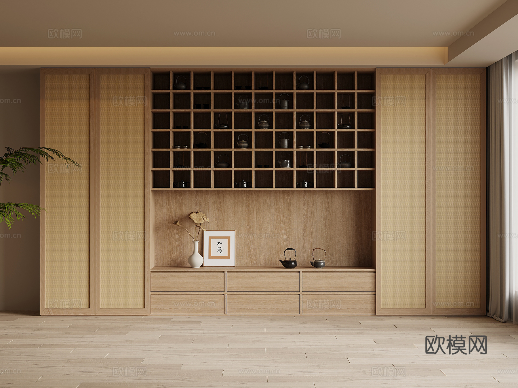 新中式茶柜 装饰柜su模型