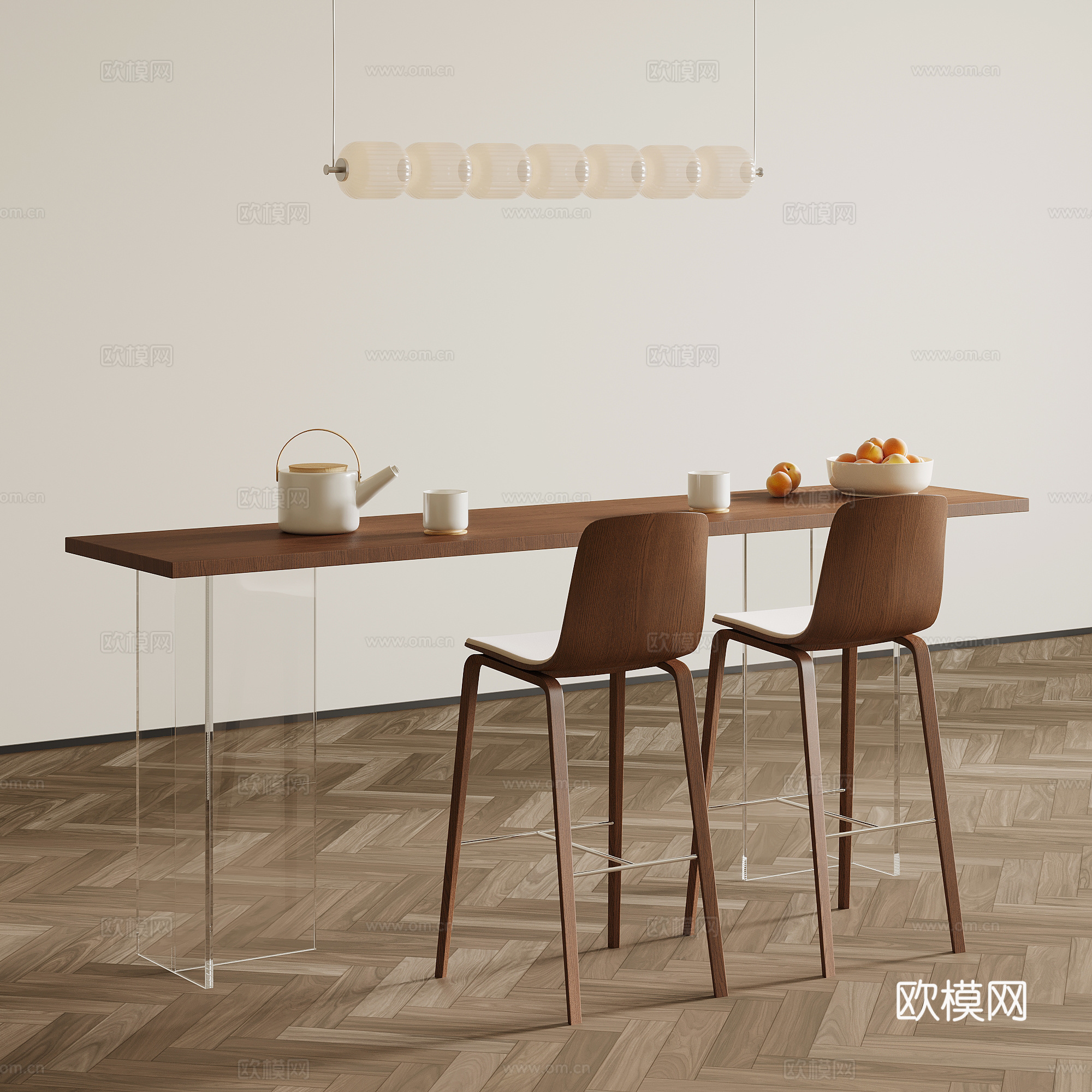 中古风吧台su模型