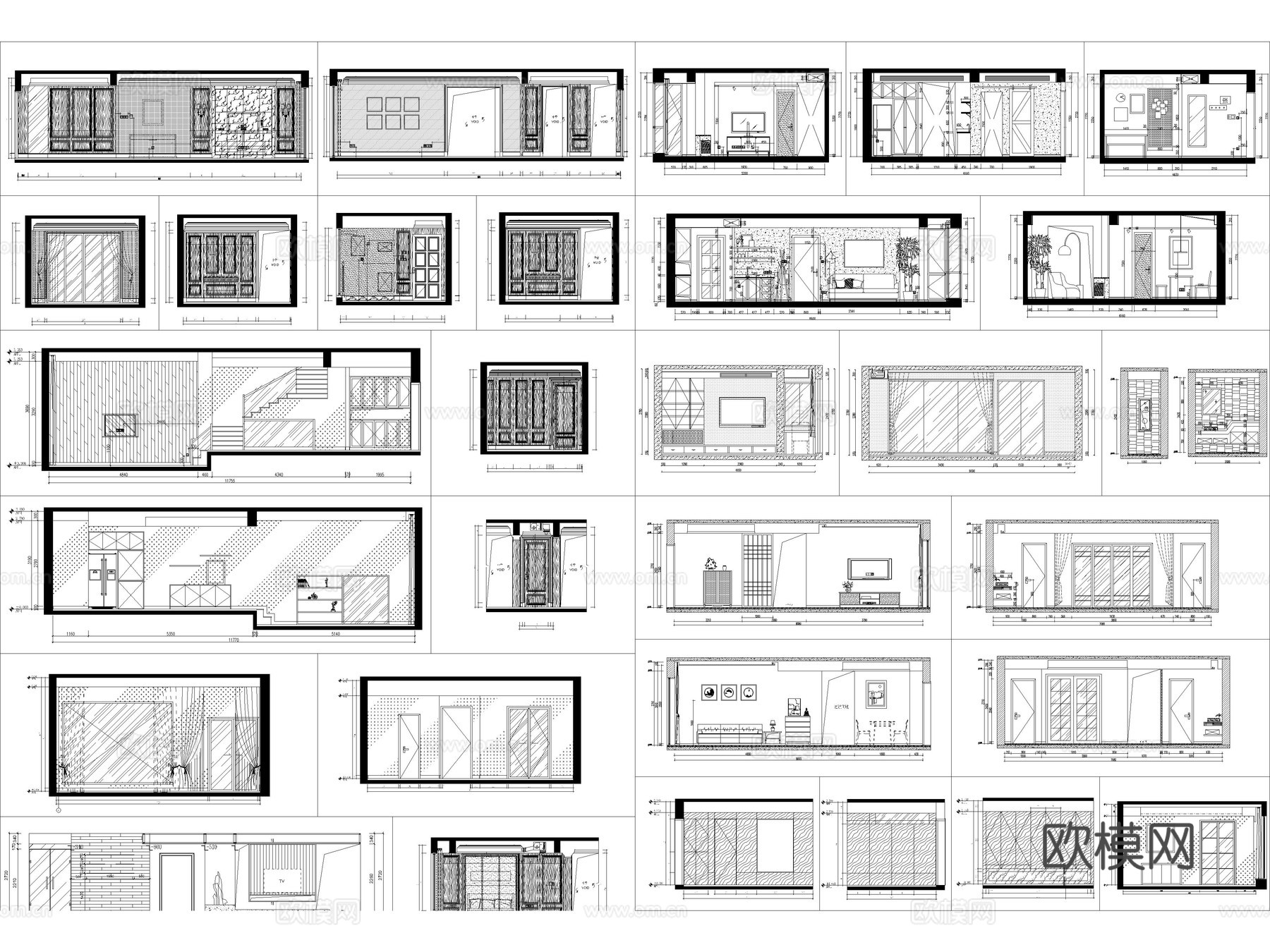 2026年最新超全家装客厅餐厅卧室厨房立面图CAD施工图cad施工图