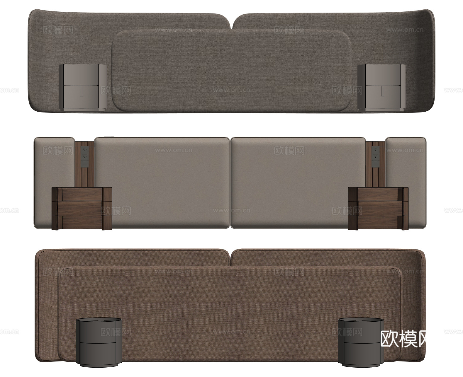 床靠组合 床靠背 大靠背 床头柜su模型