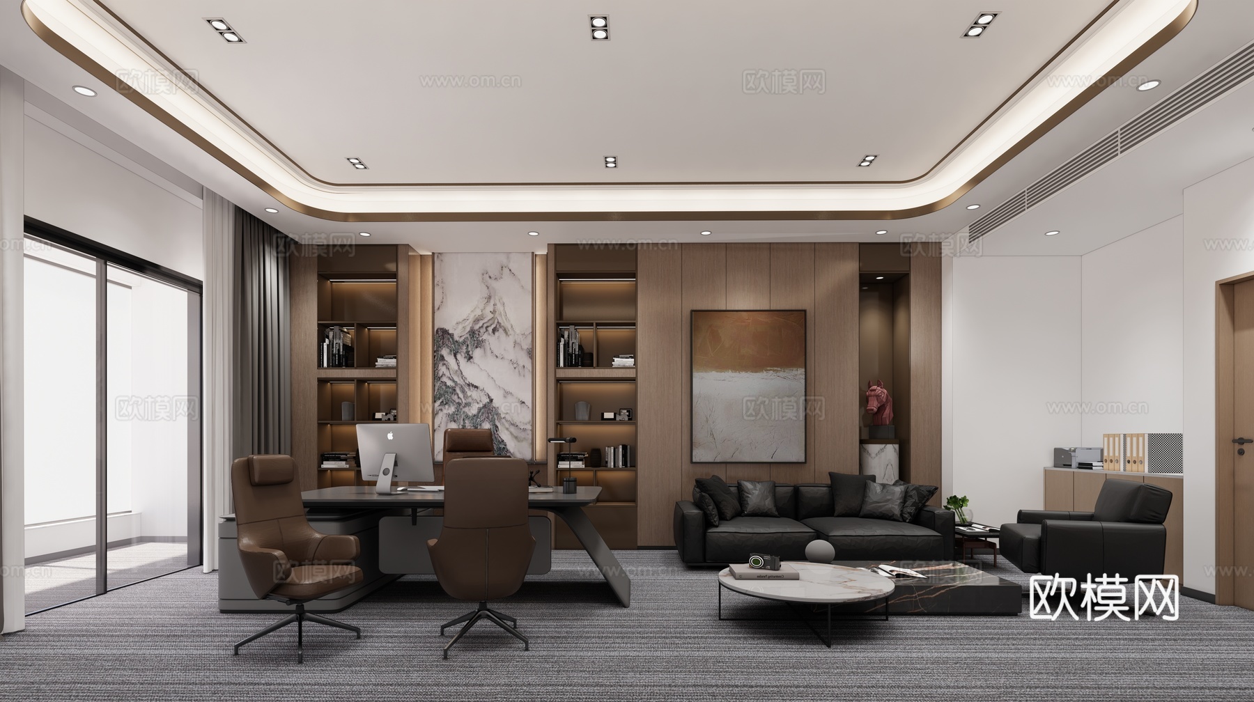 现代办公室_经理办公室_董事长办公室_小办公室_工作室_办公su模型