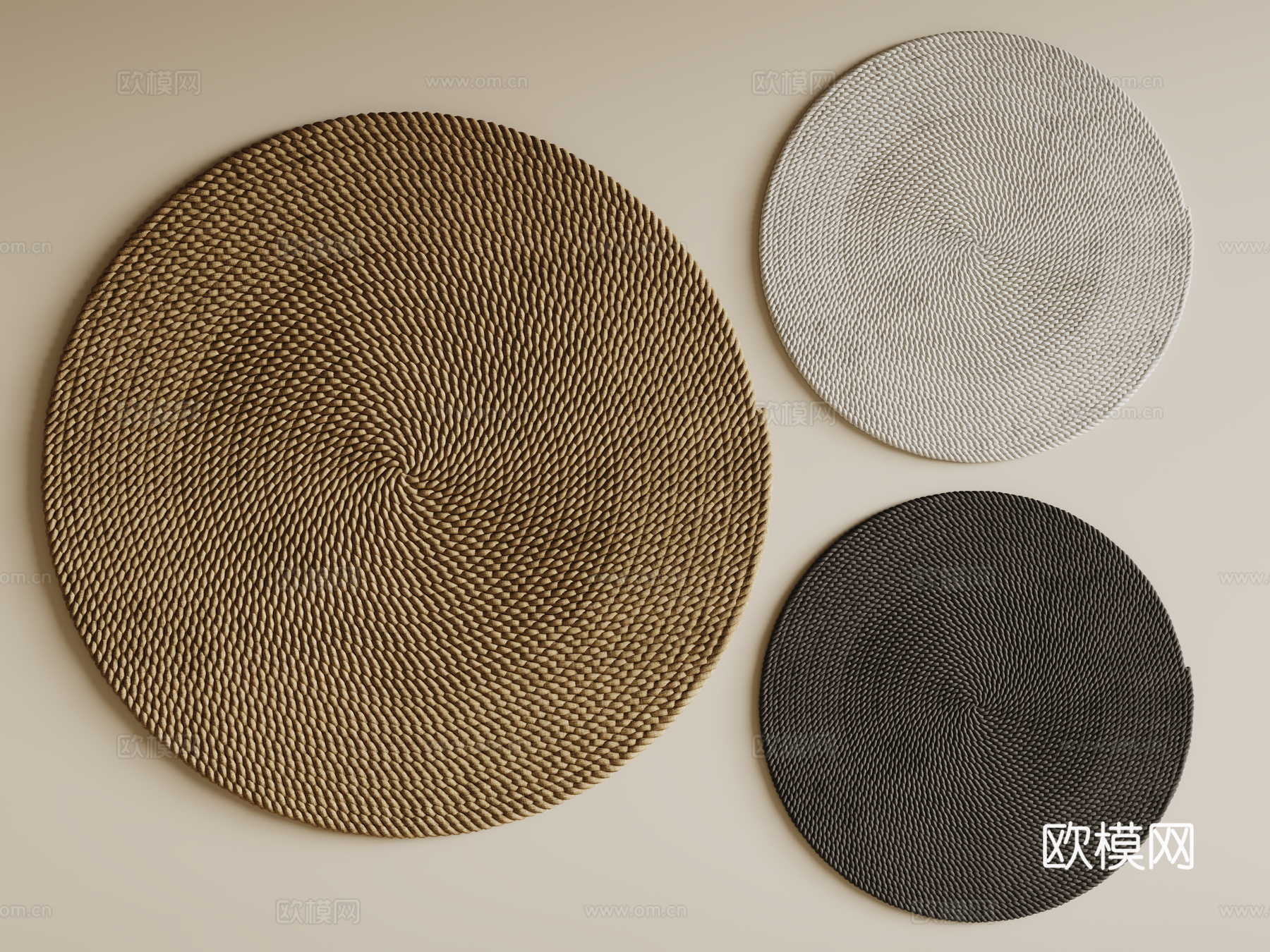 中古坐垫 侘寂坐垫 禅意坐垫 圆形地毯su模型