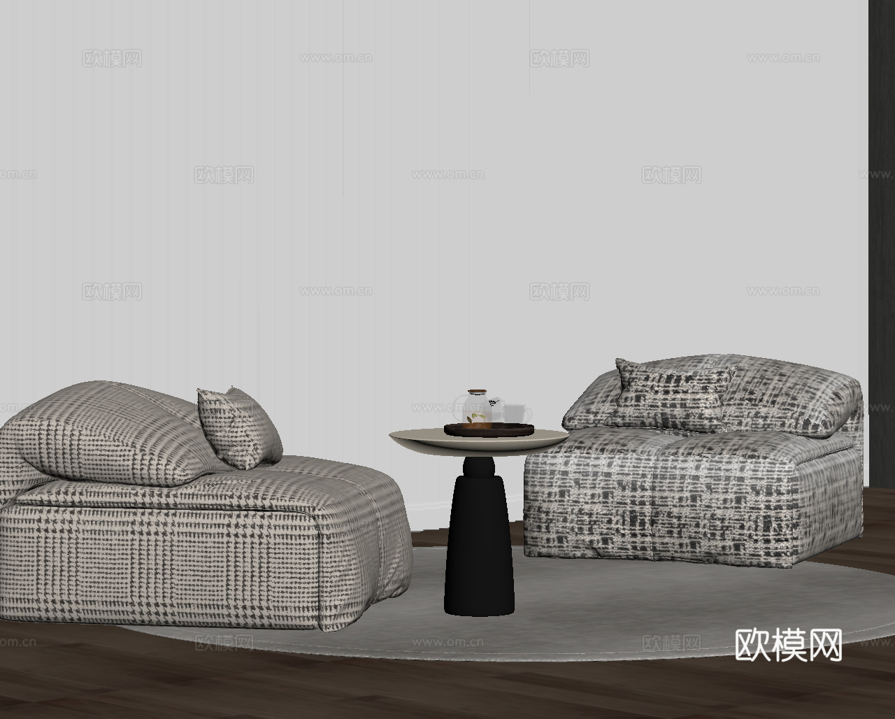现代布艺懒人沙发 休闲沙发su模型
