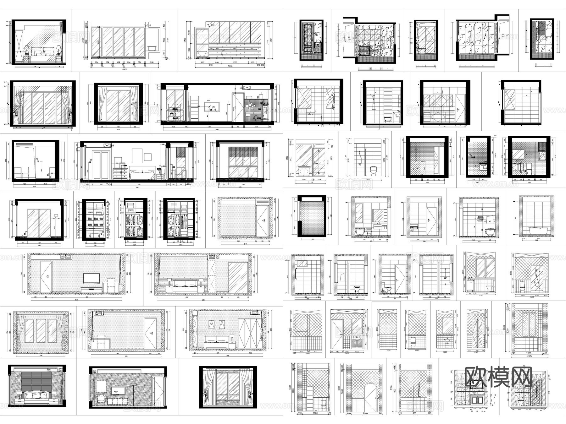 2026年最新超全家装客厅餐厅卧室厨房立面图CAD施工图cad施工图