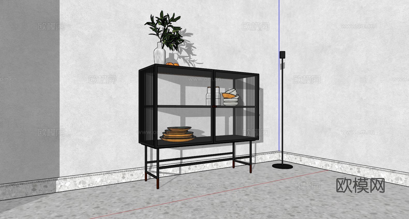 现代轻奢玄关柜餐边柜电视柜su模型