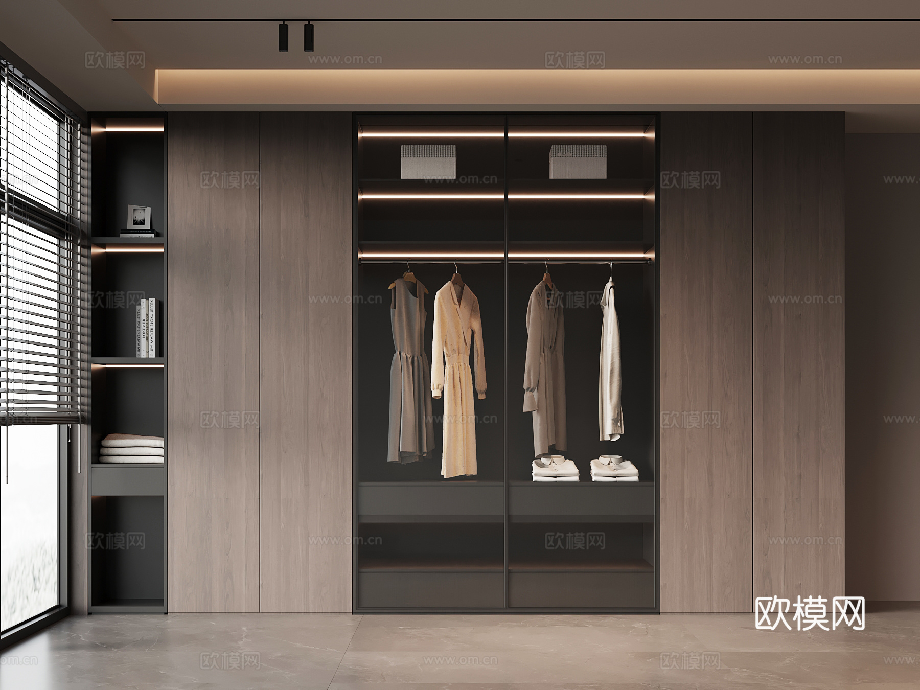现代意式衣柜su模型