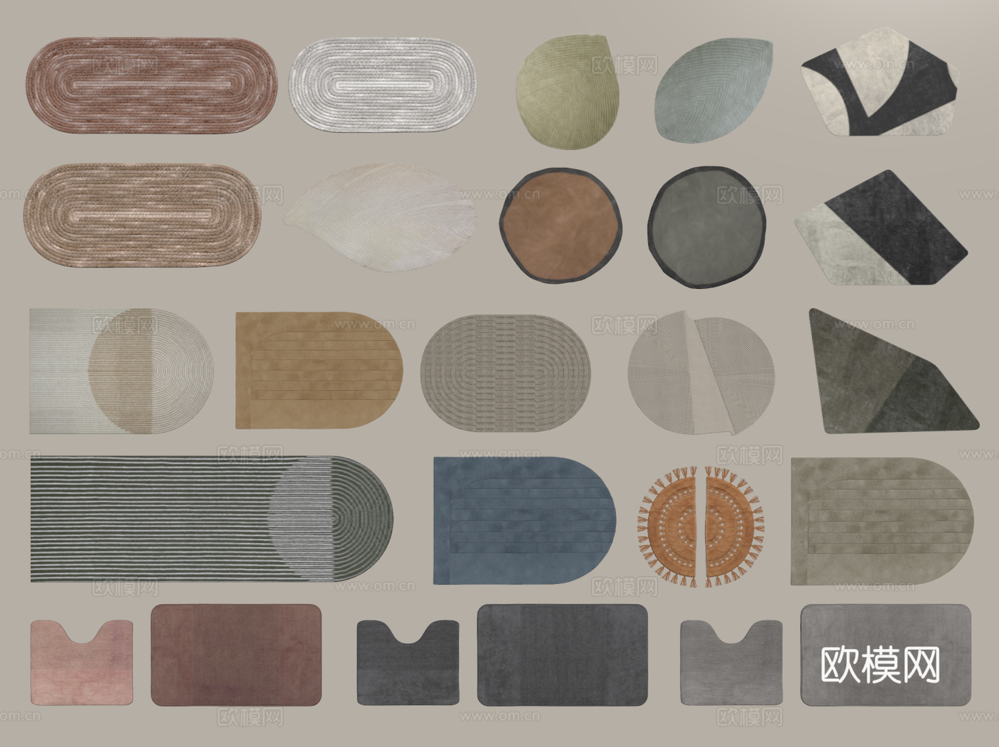 现代圆形地毯 异形地毯 毛绒地毯 布艺地毯 儿童地毯su模型