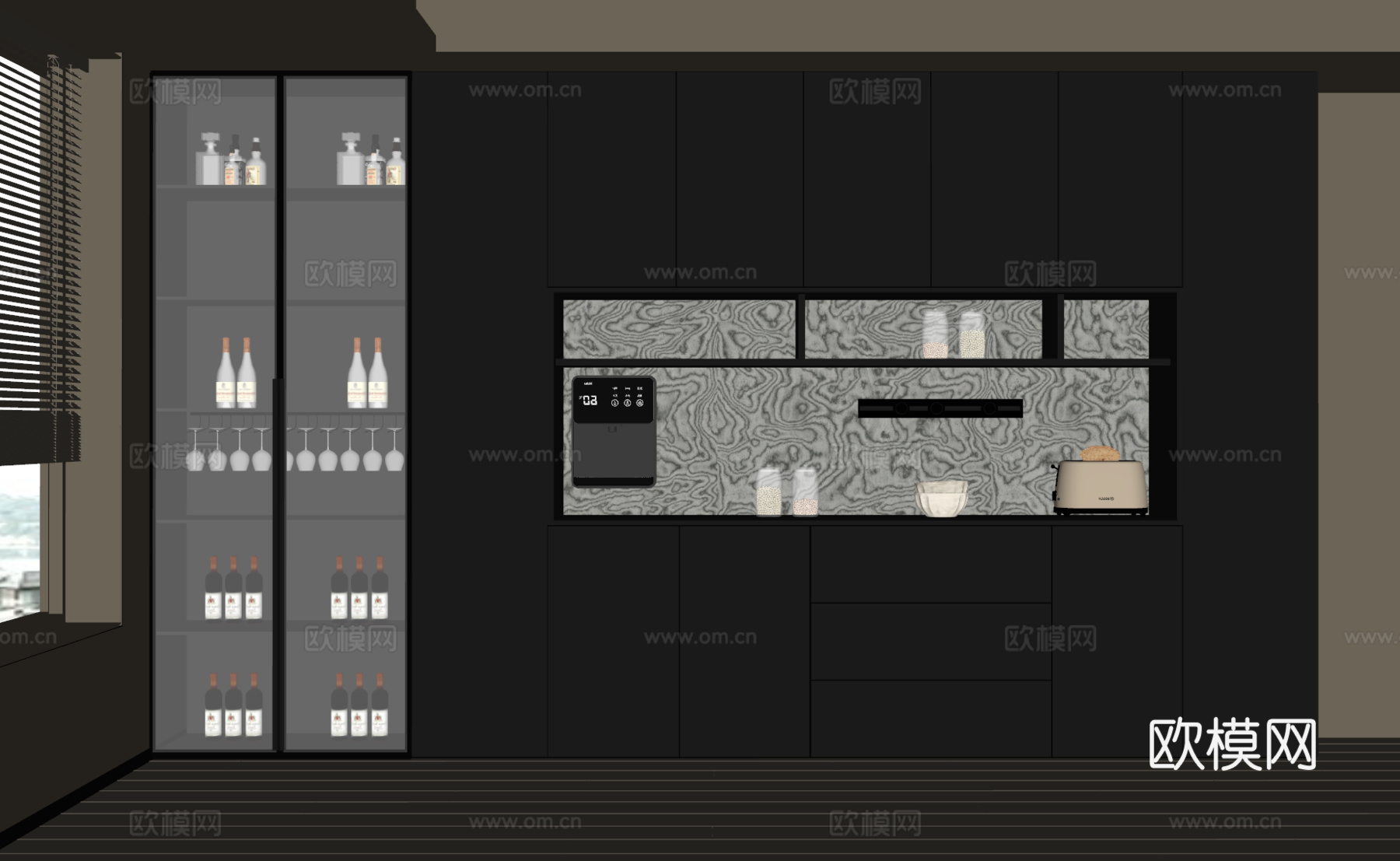 现代酒柜 餐边柜 橱柜su模型