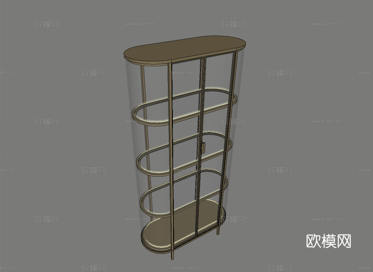 现代镀铜玻璃装饰柜su模型