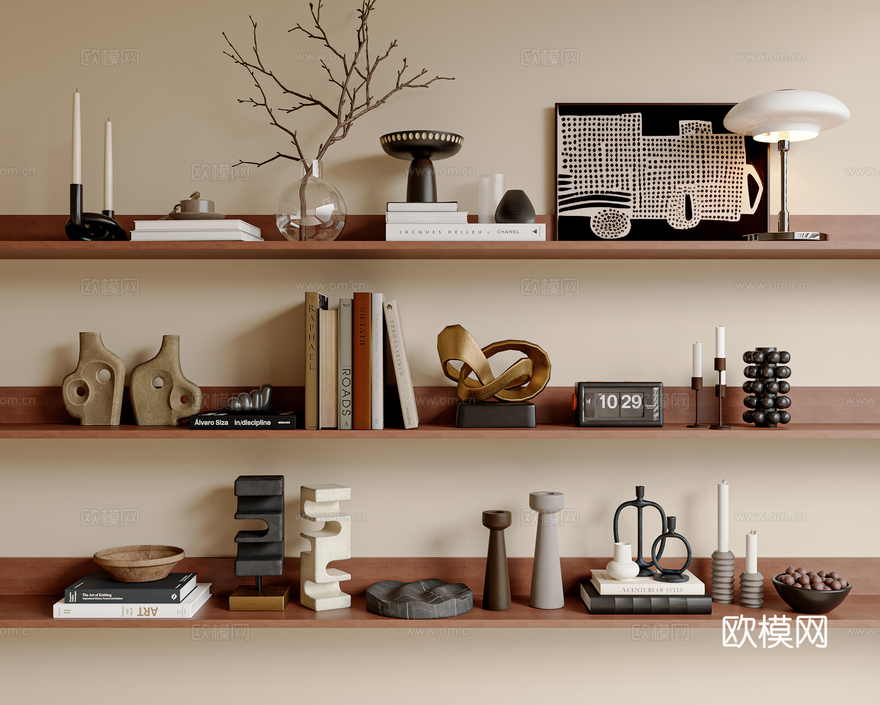中古风饰品摆件组合 雕塑摆件 电视柜摆件 玄关柜摆件su模型
