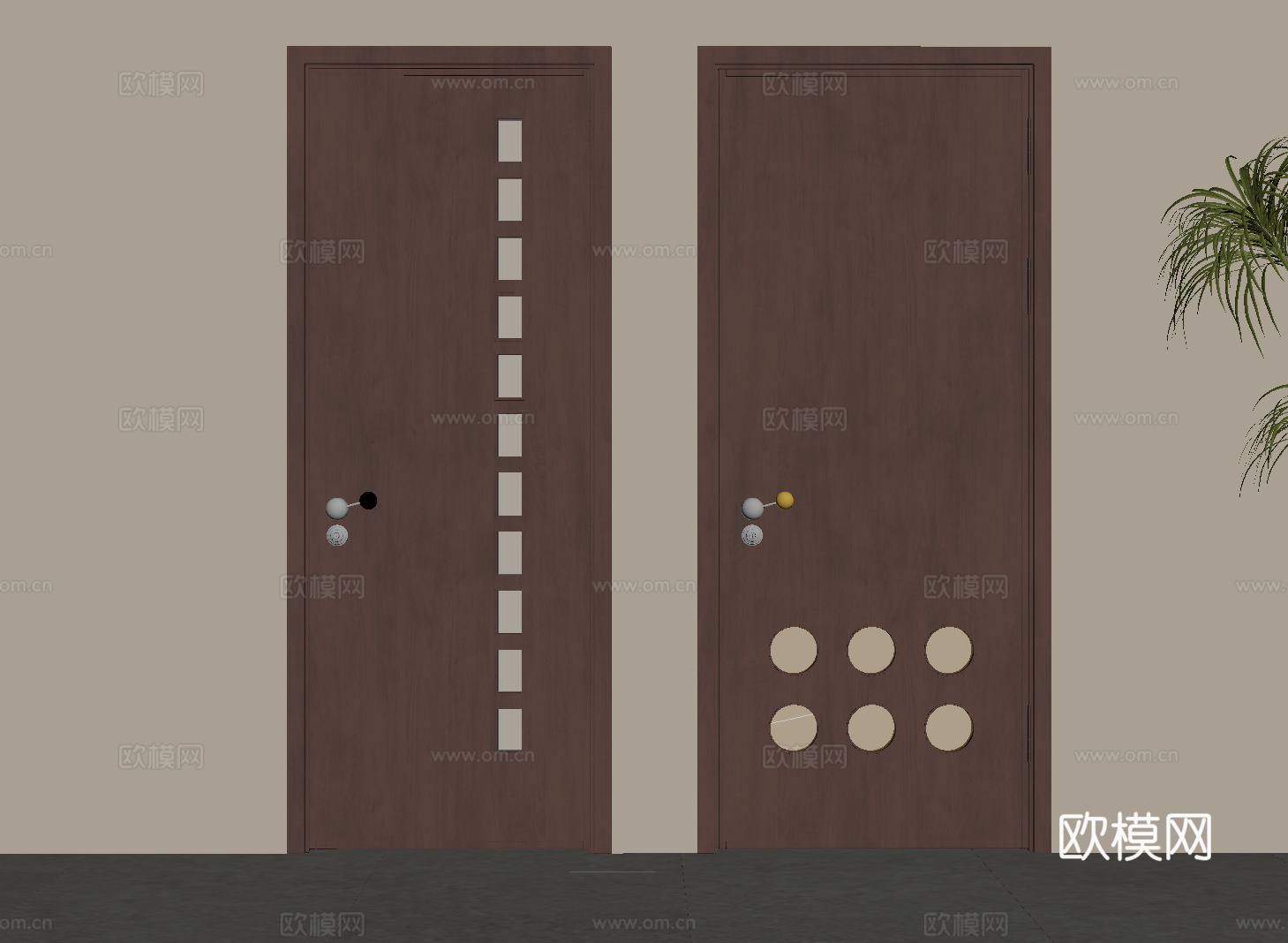 中古风单开门 玻璃门su模型