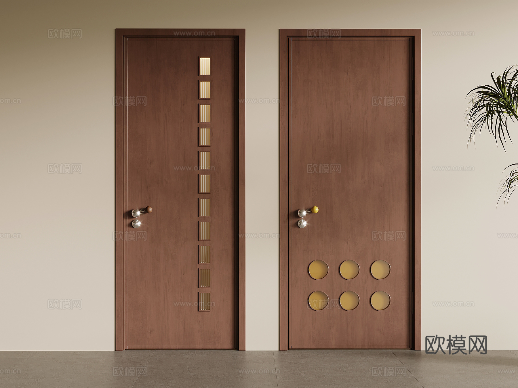 中古风单开门 玻璃门su模型