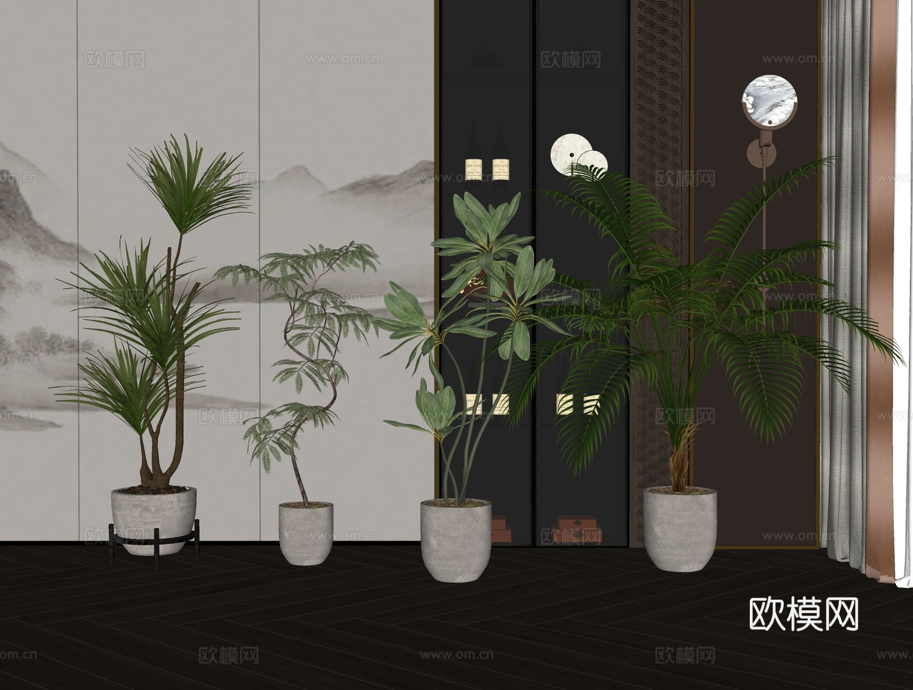 现代绿植盆栽su模型